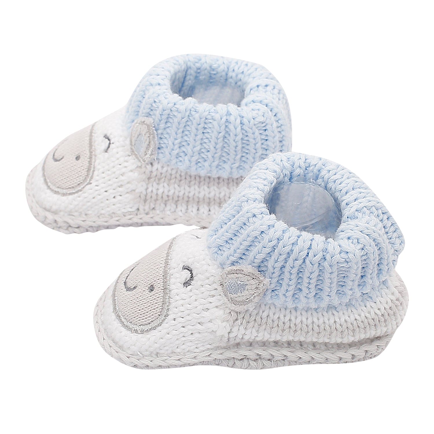 Cute Blue And Grey Socks Booties - Baby Moo
