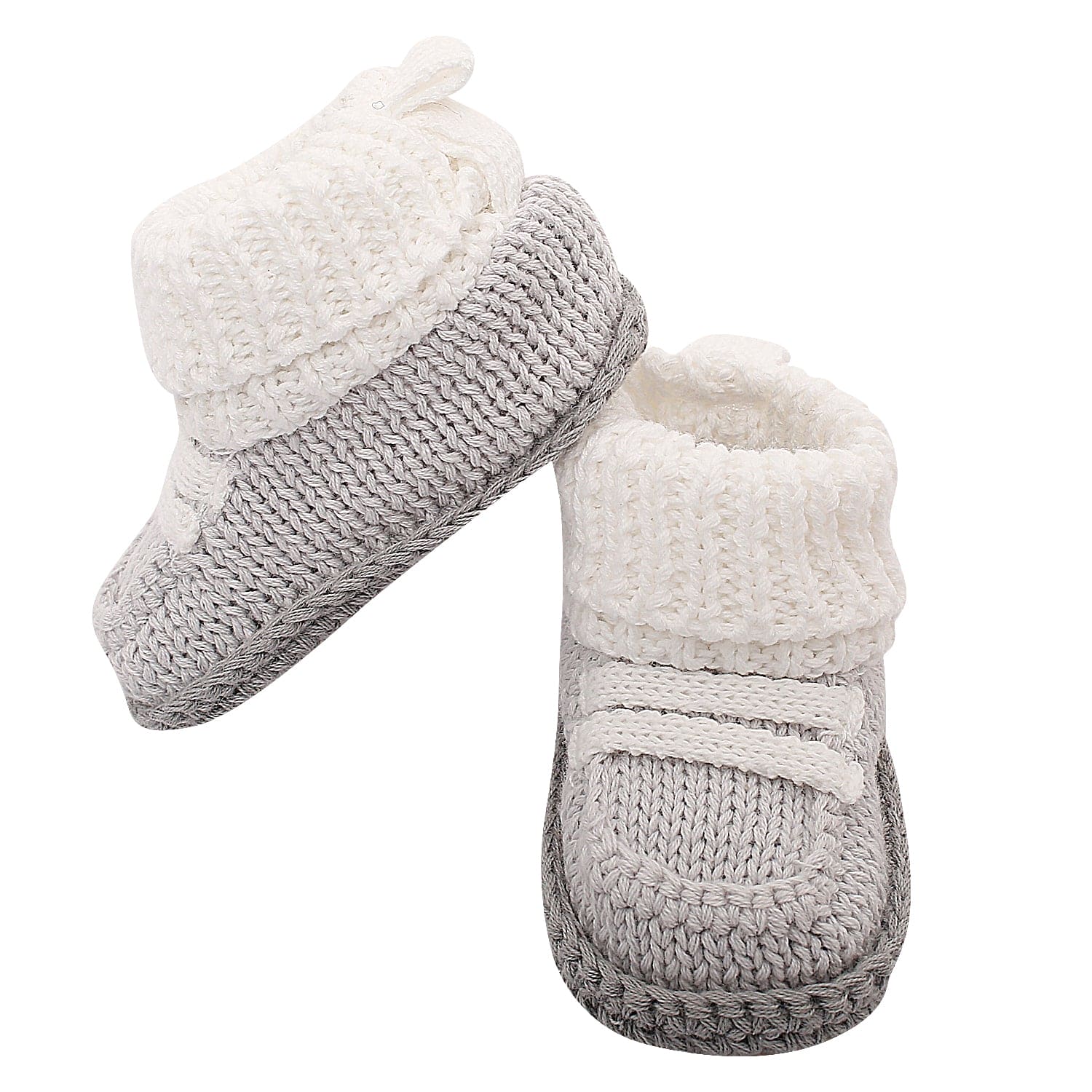 Smart White And Grey Socks Booties - Baby Moo