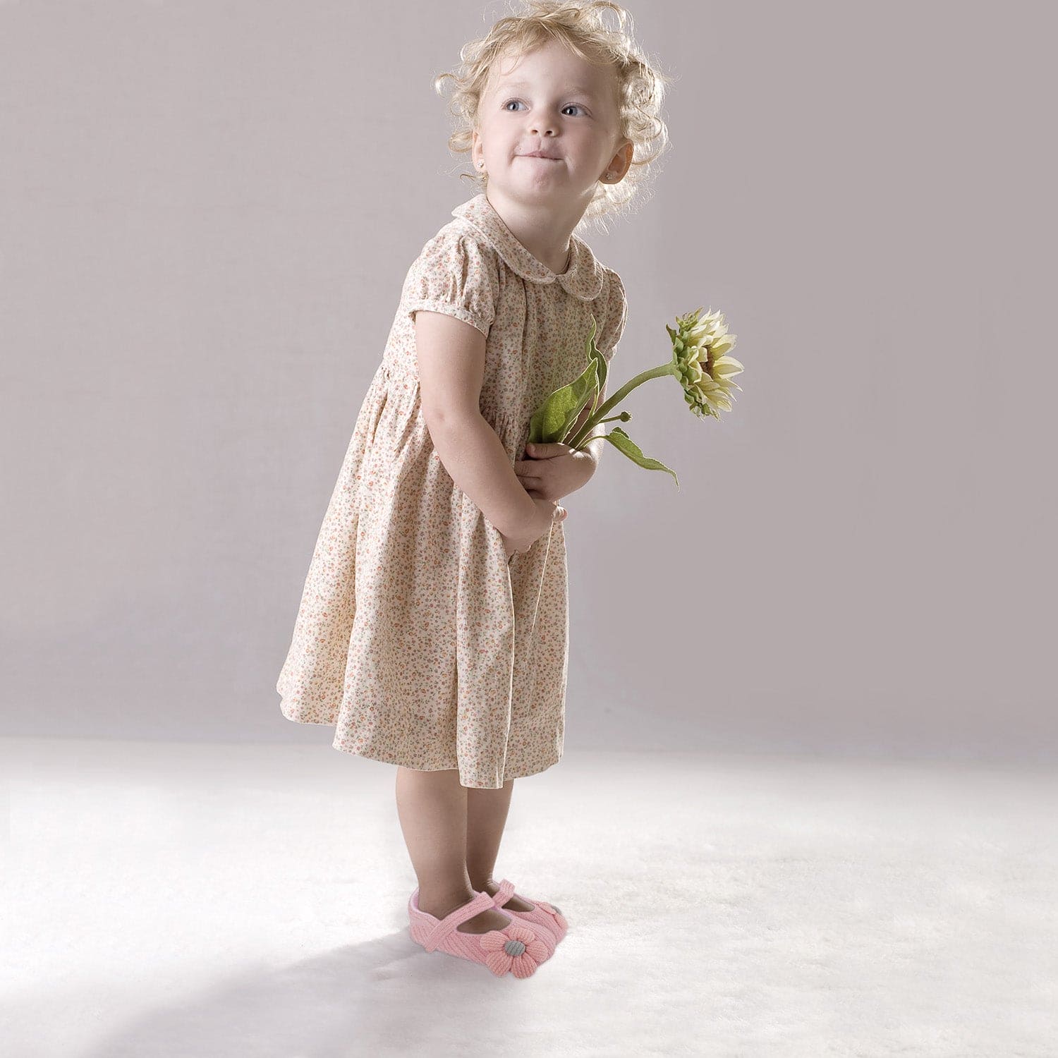 Baby Moo Floral Applique Peach Booties - Baby Moo