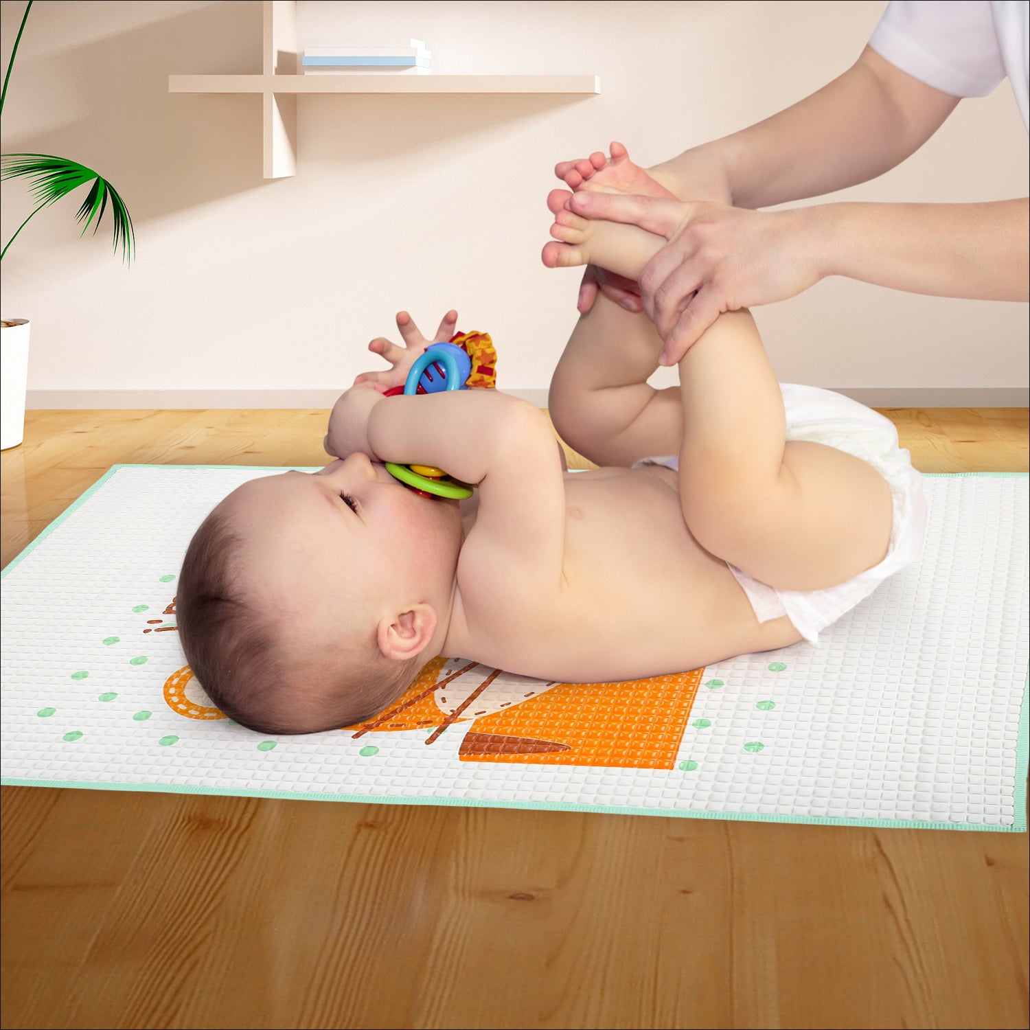 Brave Tiger White And Orange Massage Mat - Baby Moo