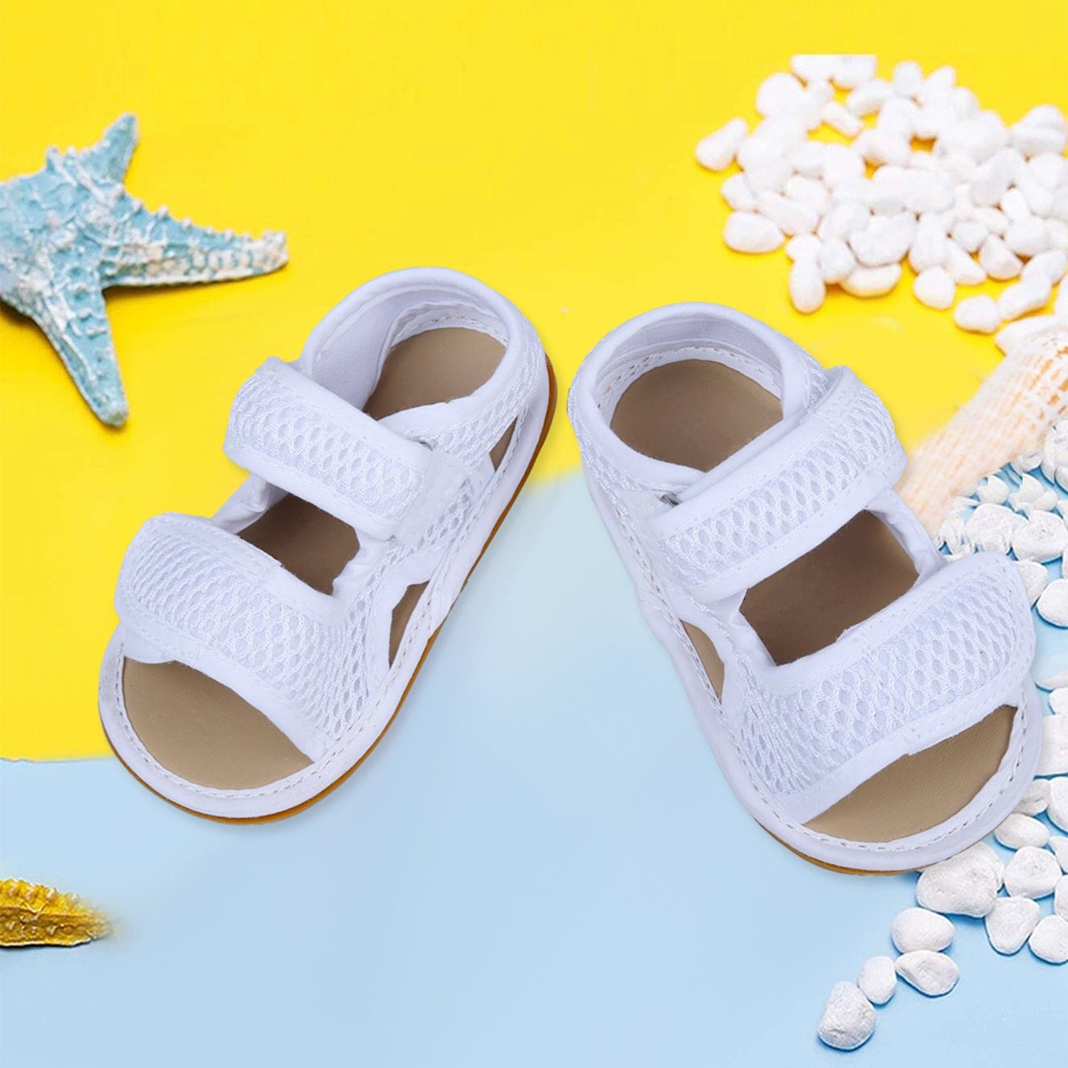 Solid Hookloop Comfortable Anti-skid Floater Sandals - White - Baby Moo