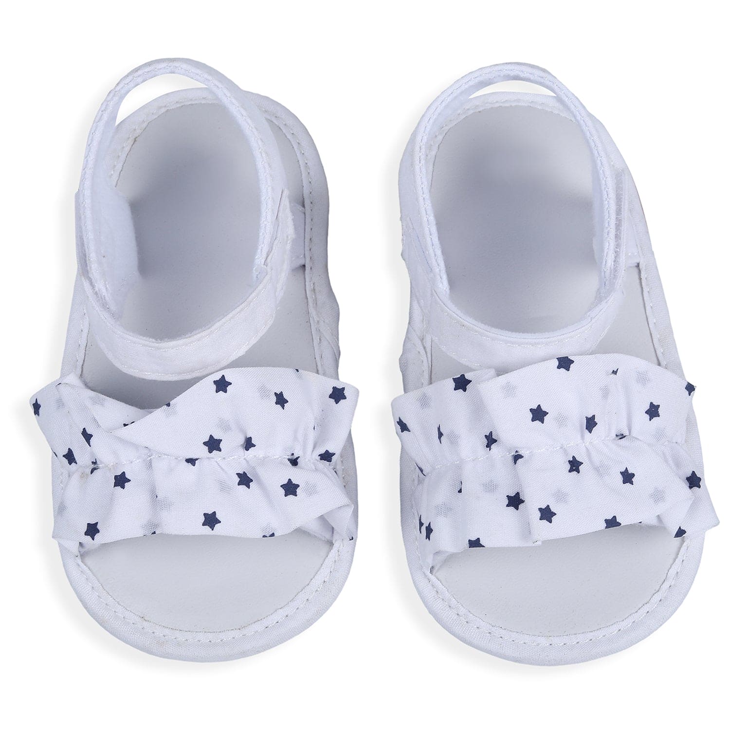 Ruffle Star Premium Girls Anti-Slip Sandal Booties - White - Baby Moo