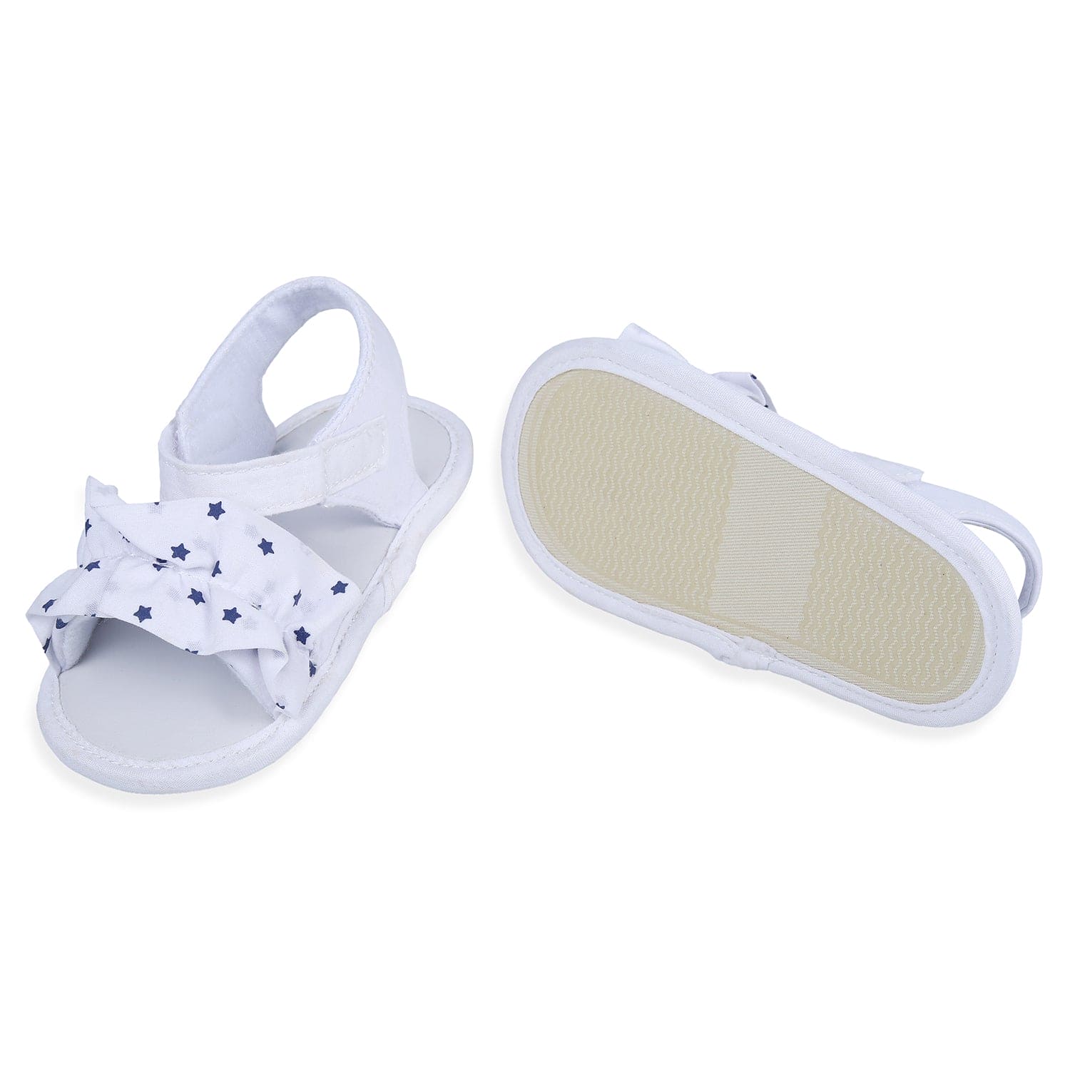 Ruffle Star Premium Girls Anti-Slip Sandal Booties - White - Baby Moo