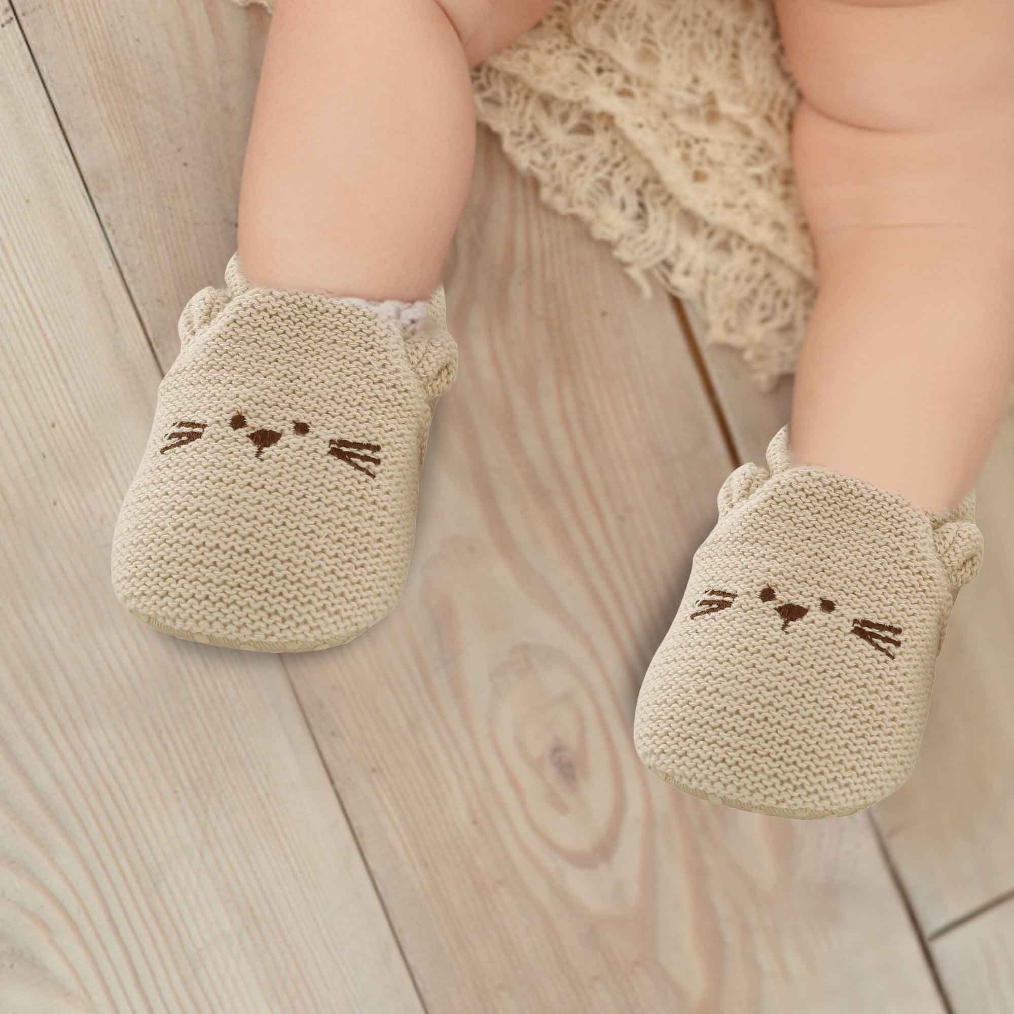 Knitted Brown Casual Booties - Baby Moo