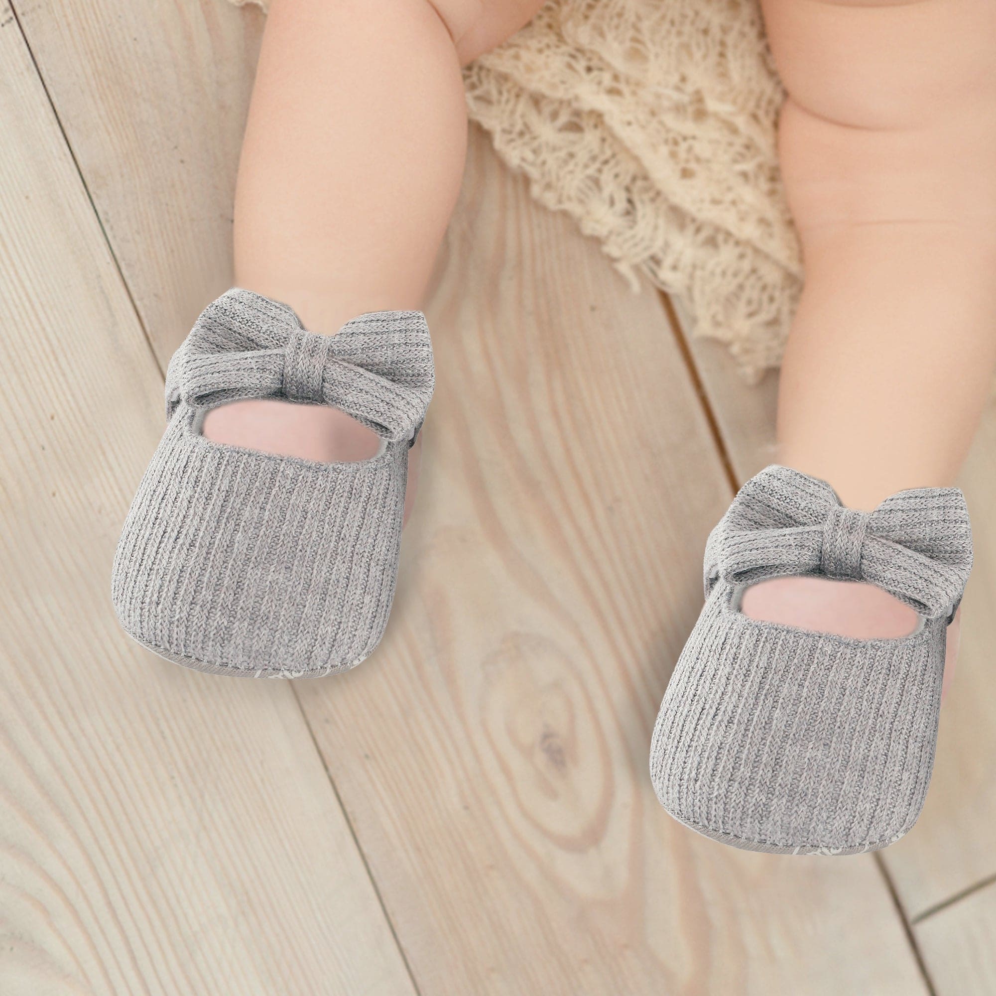 Pretty Bow Grey Booties - Baby Moo