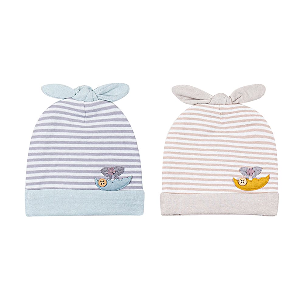 Striped Blue, Brown 2 Pk Caps - Baby Moo