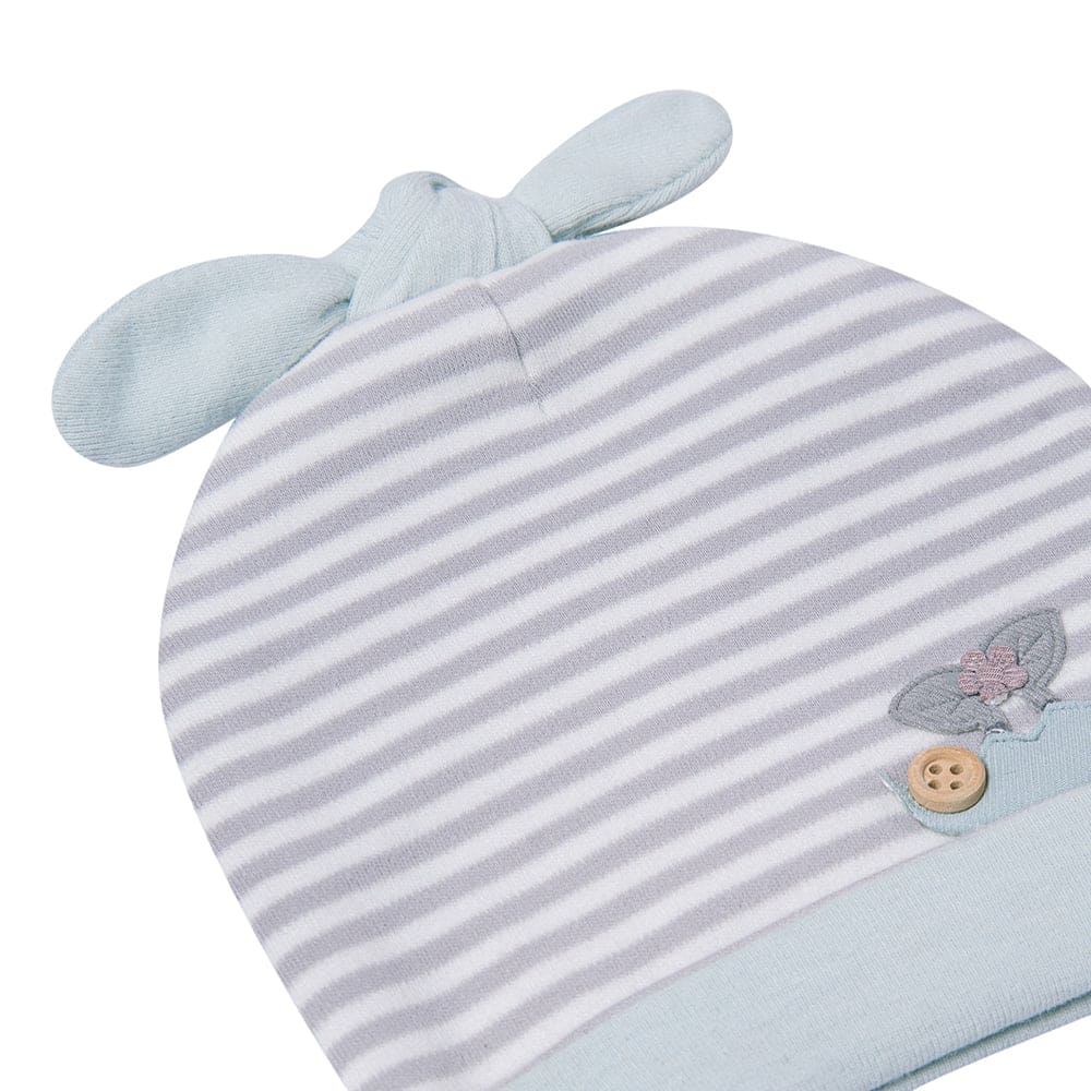 Striped Blue, Brown 2 Pk Caps - Baby Moo
