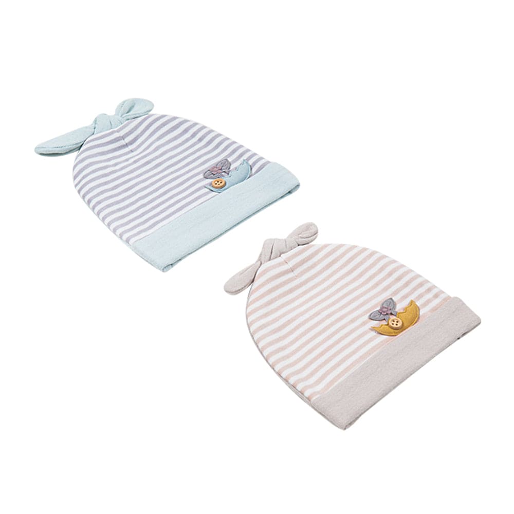 Striped Blue, Brown 2 Pk Caps - Baby Moo