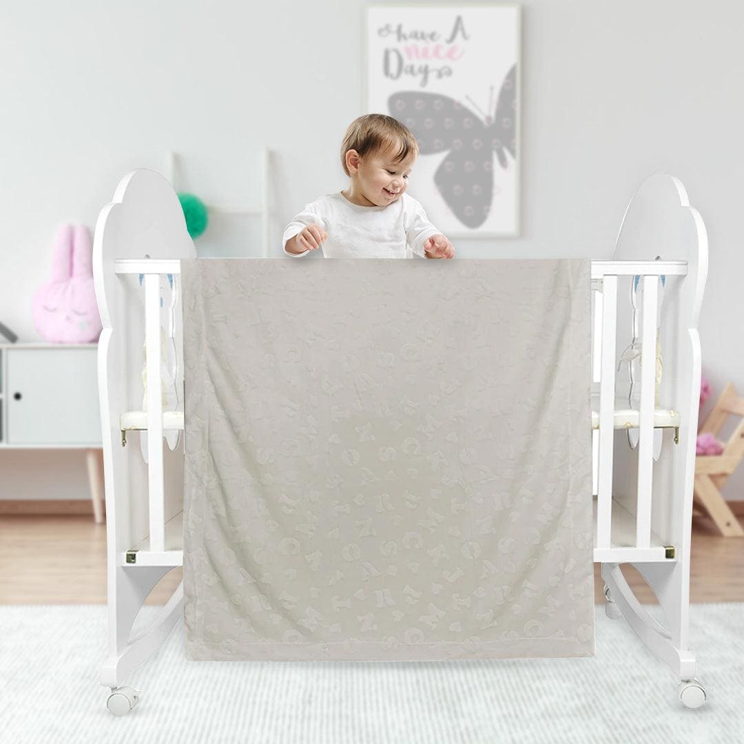 Alphabet Cream Soft Embossed Blanket - Baby Moo