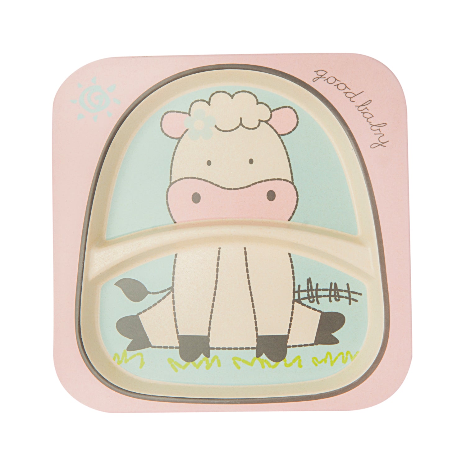 Cow Pink 5 Pcs Bamboo Fiber Dinner Set - Baby Moo