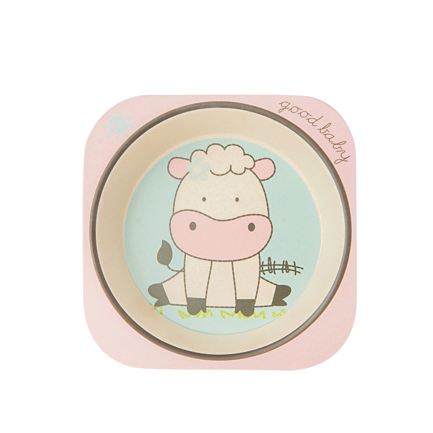 Cow Pink 5 Pcs Bamboo Fiber Dinner Set - Baby Moo