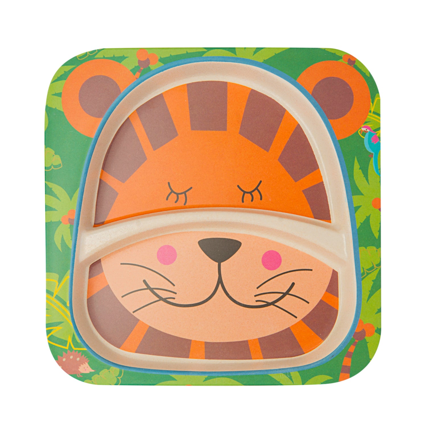 Lion Orange And Green 5 Pcs Bamboo Fiber Dinner Set - Baby Moo