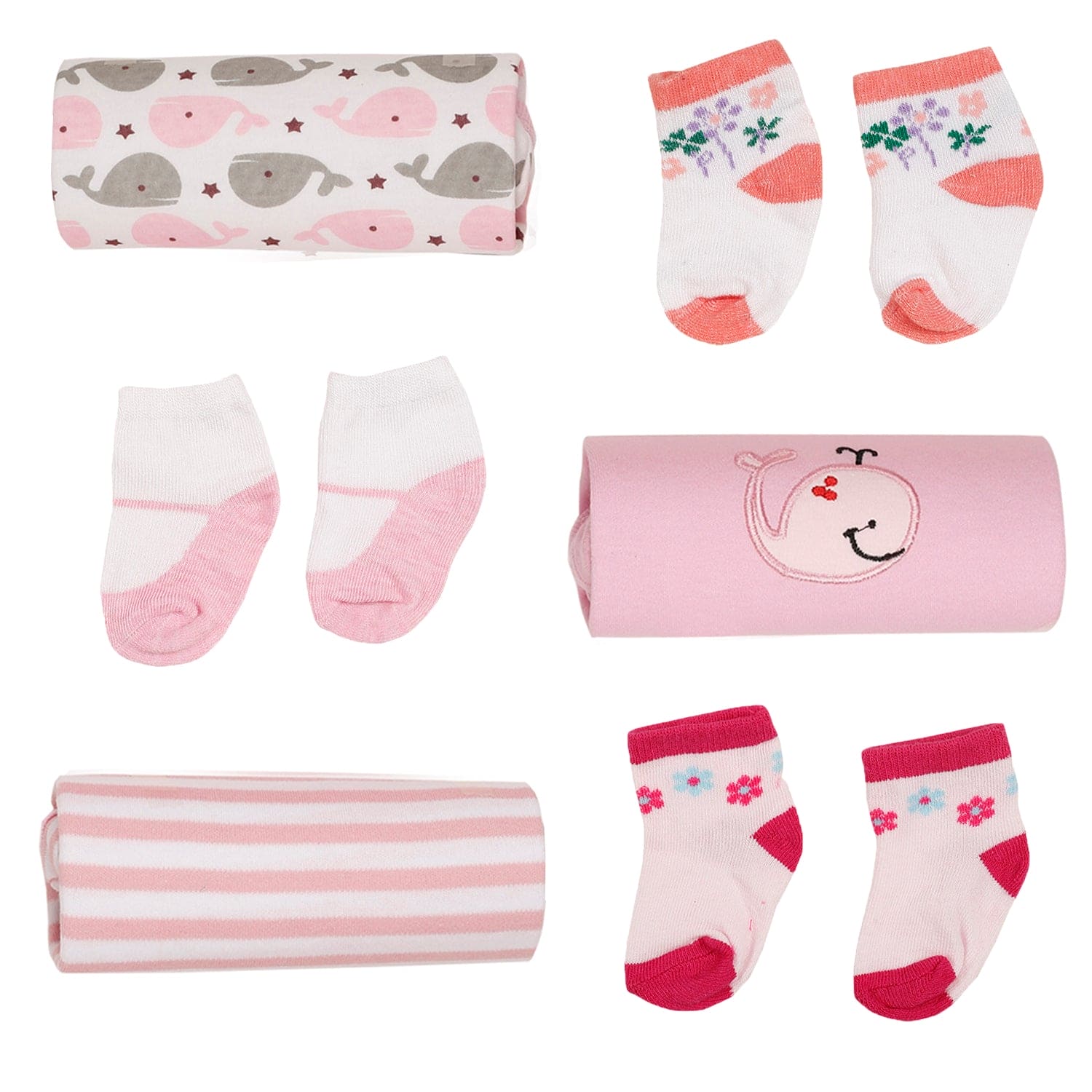 Whale Pink 6 Pcs Gift Set - Baby Moo