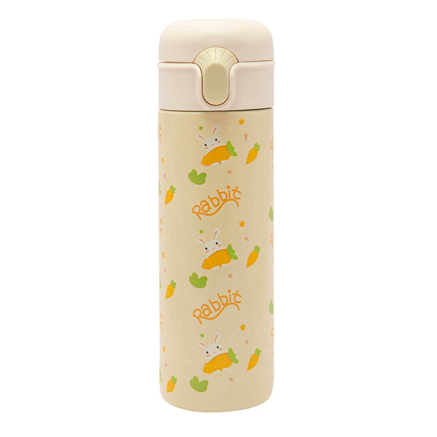 Rabbits Eat Carrots Offwhite 400 ml Stainless Steel Flask - Baby Moo