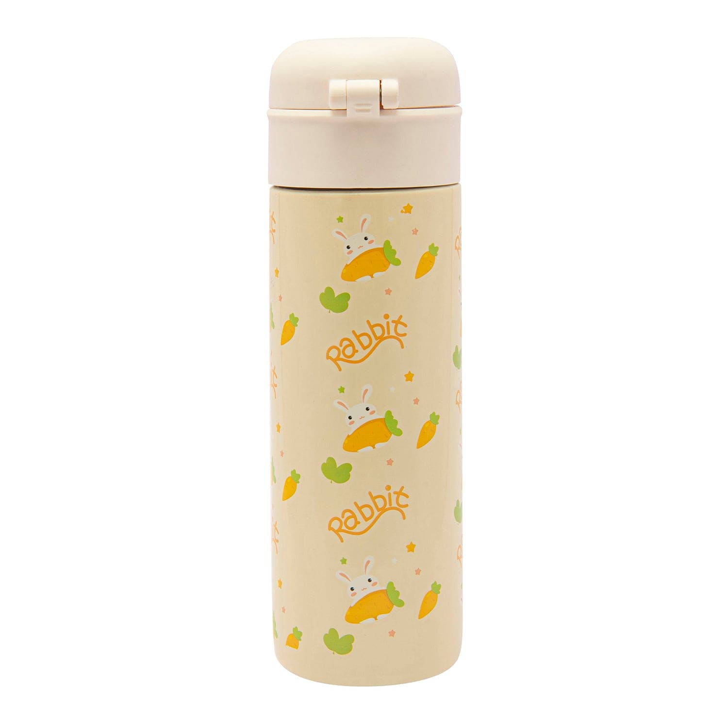 Rabbits Eat Carrots Offwhite 400 ml Stainless Steel Flask - Baby Moo