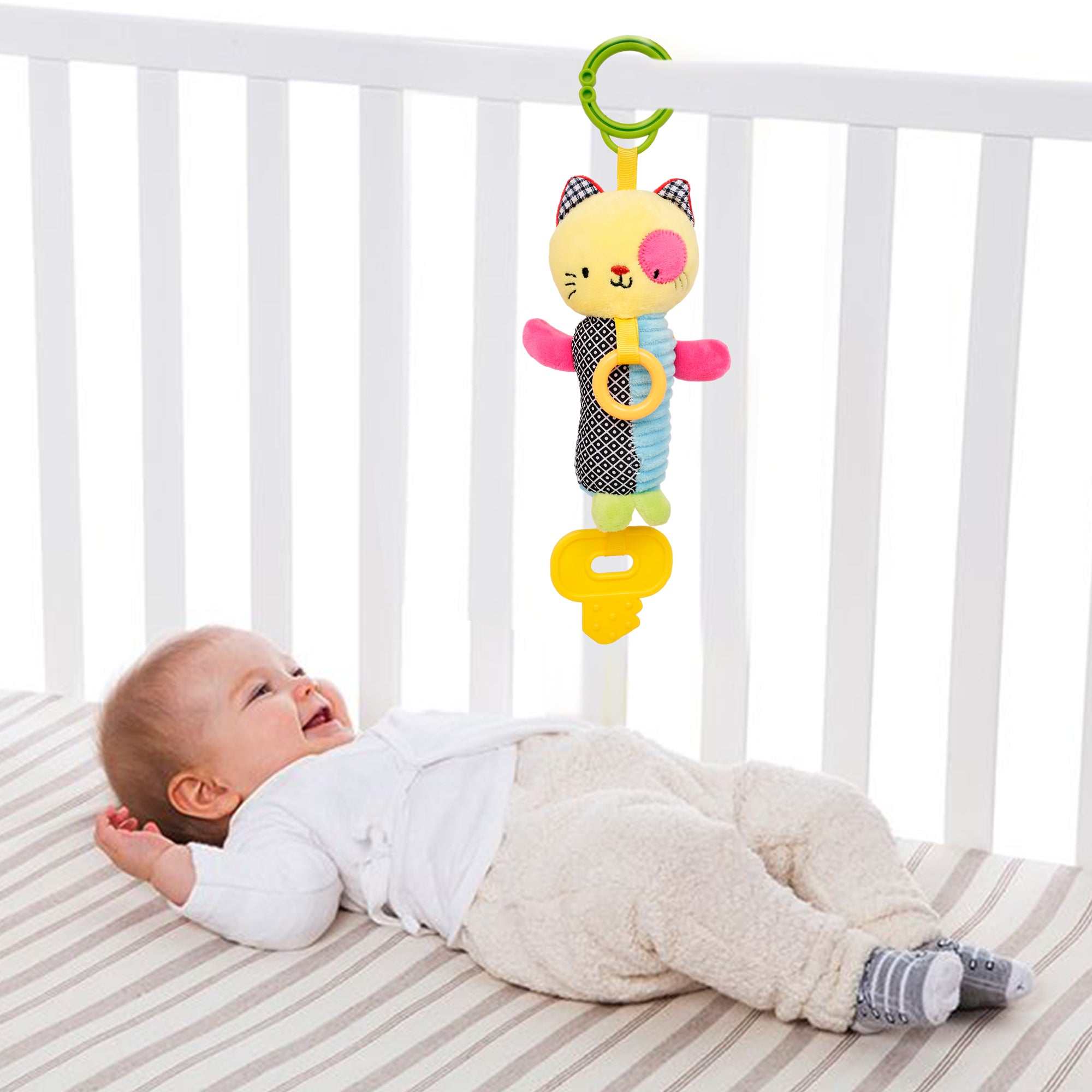 Mr. Patches Yellow Hanging Toy With Teether - Baby Moo