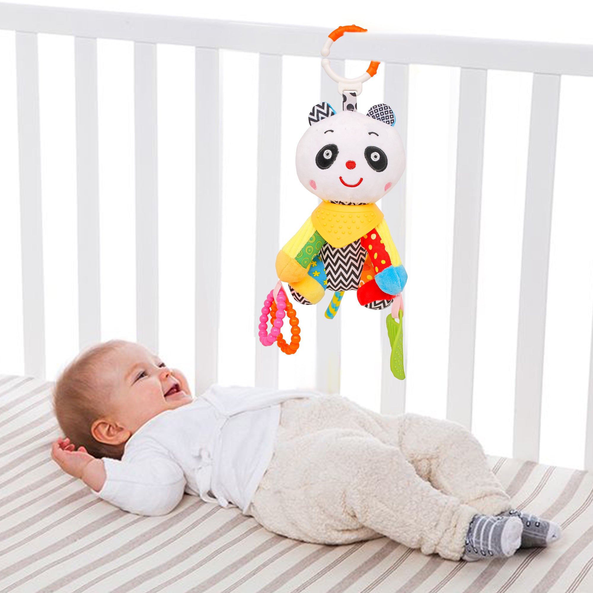 Panda White Premium Hanging Toy With Teether - Baby Moo