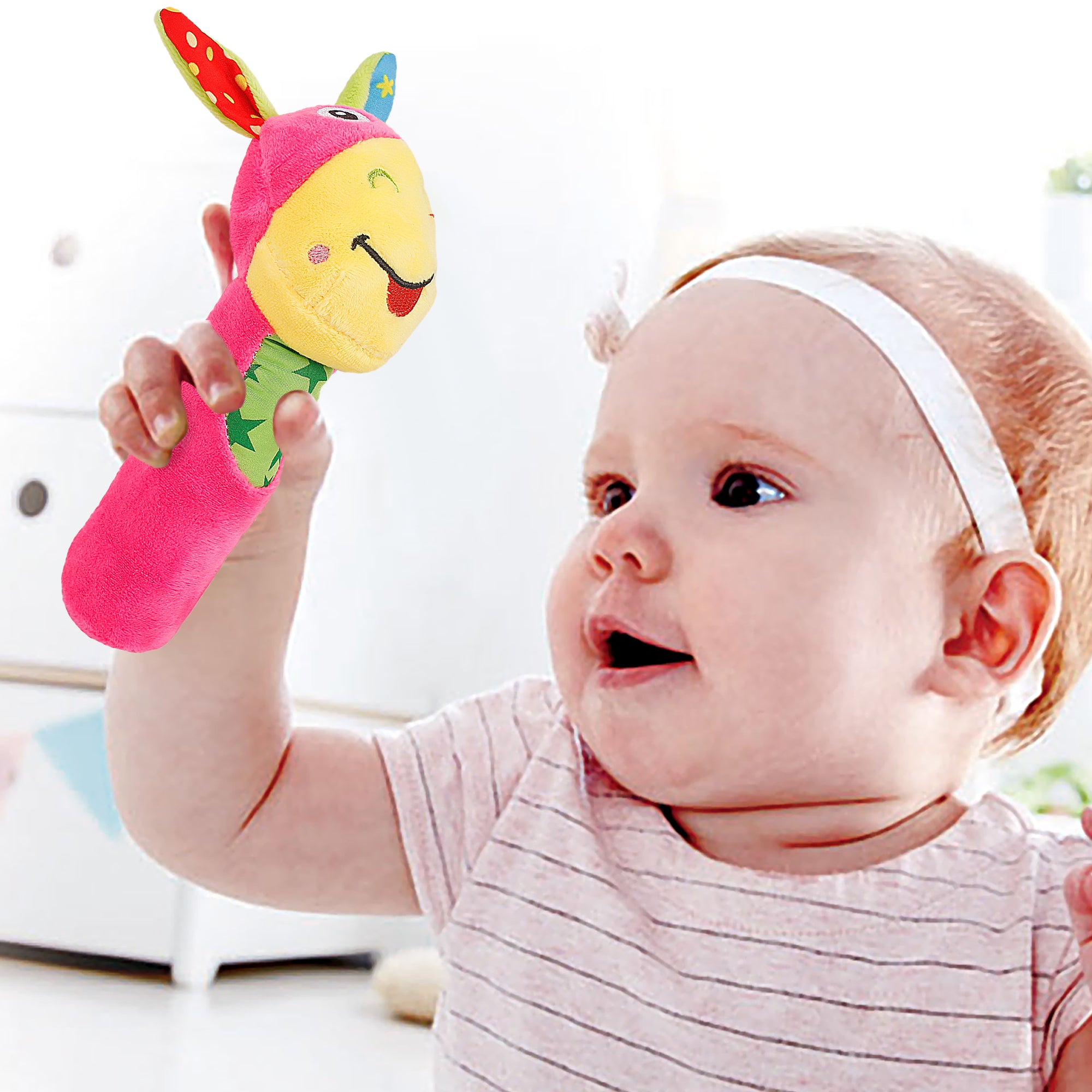 Smiling Star Pink Rattle - Baby Moo