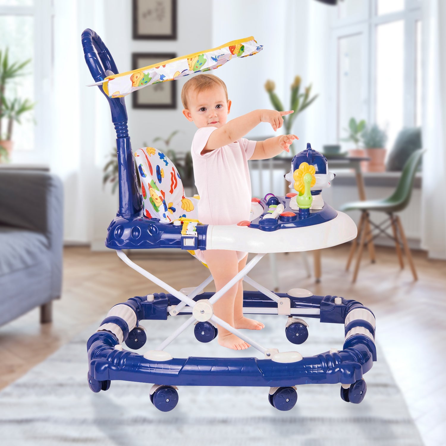 Fruity Blue 2 in 1 Premium Walker Cum Rocker - Baby Moo