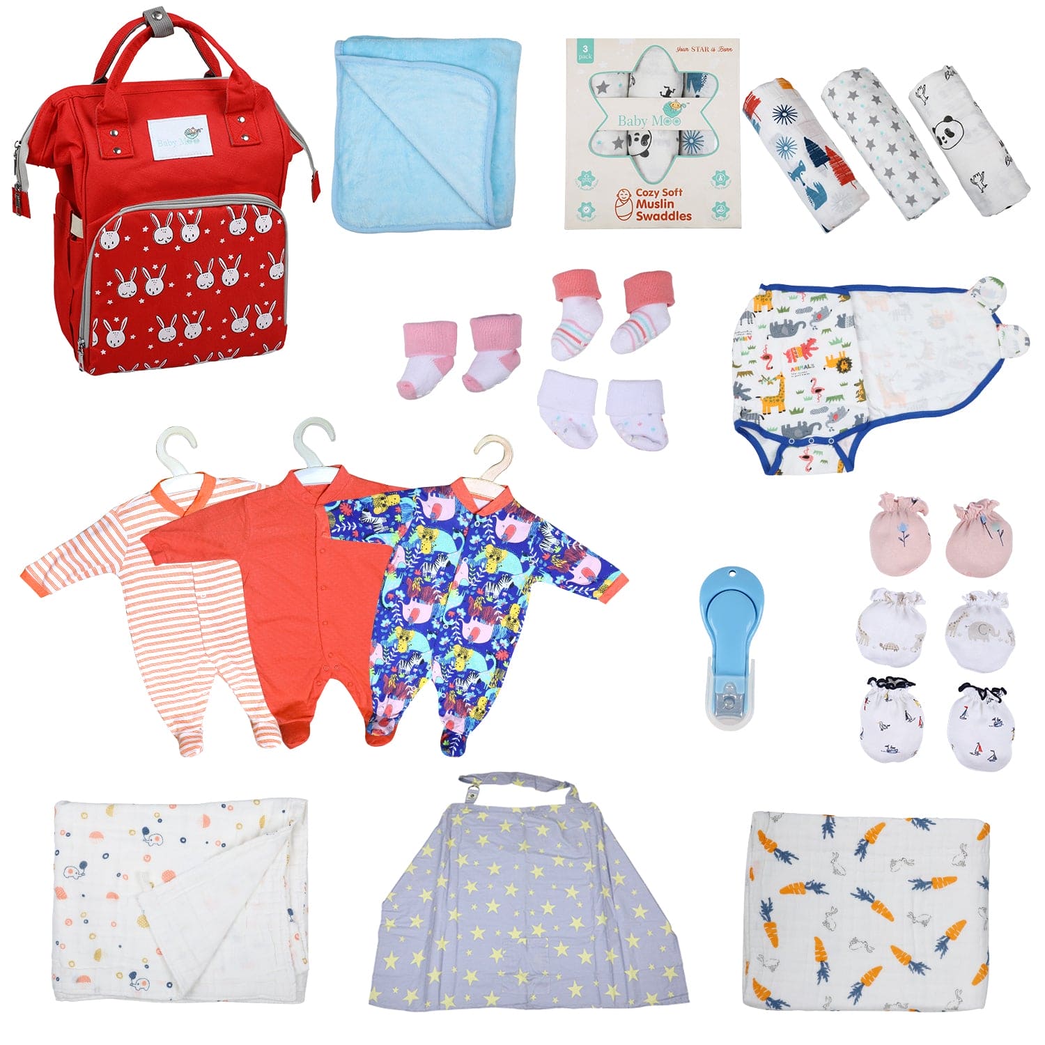 Complete Hospital Bag for Mum & Baby 19 Pcs Unisex Multicolour - Baby Moo