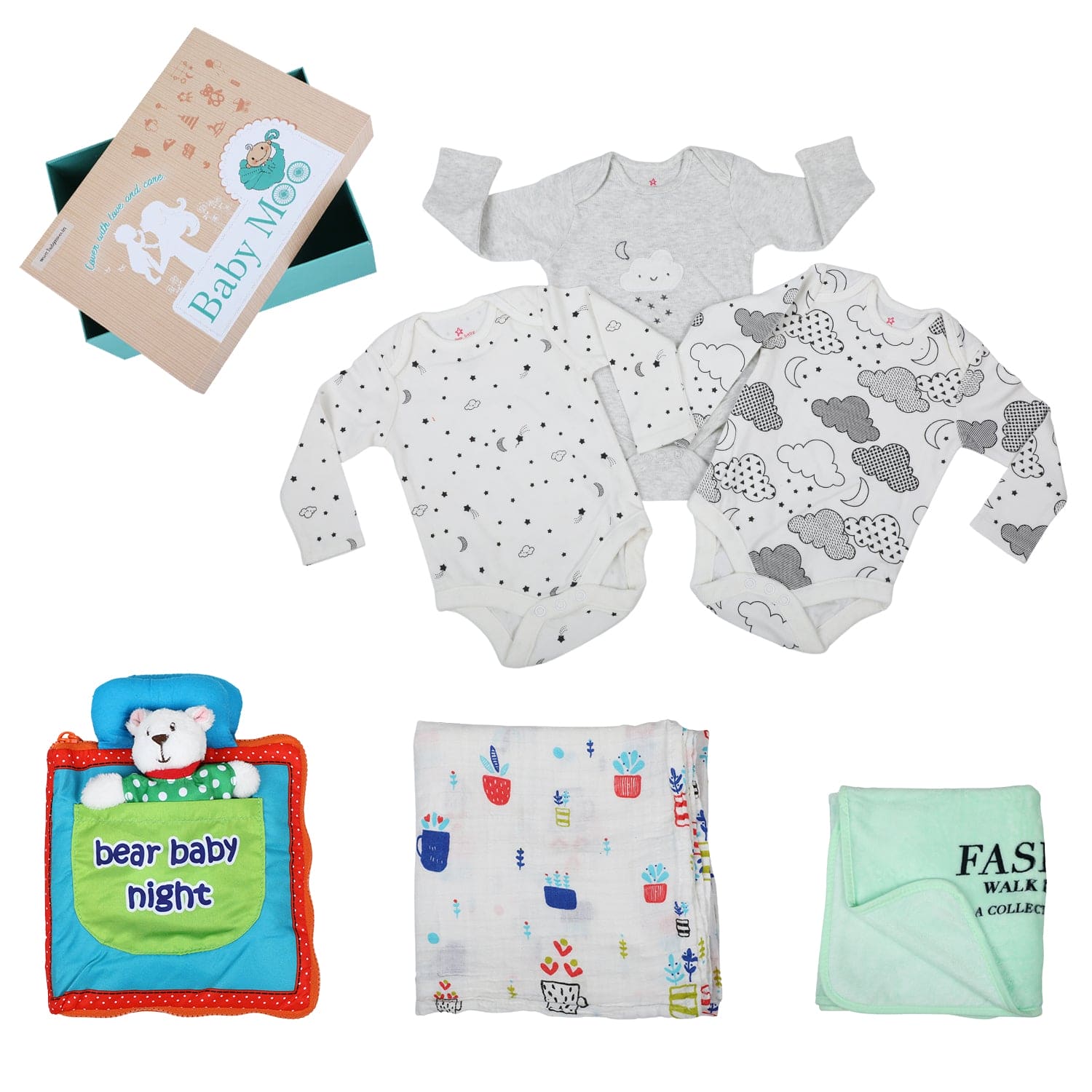 Good Night Sleep 6 Pcs Gift Hamper Unisex Multicolour - Baby Moo