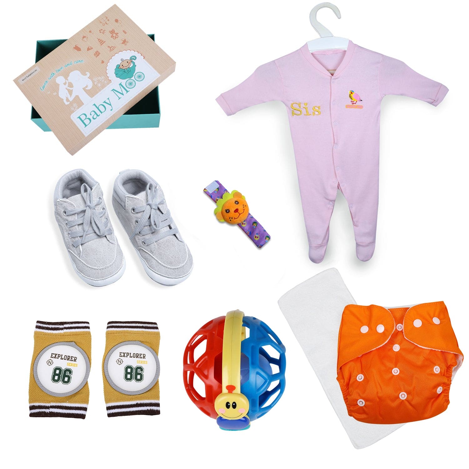 Festive Special Crawling And Growing 6 Pcs Gift Hamper Unisex - Multicolour 3-24M - Baby Moo