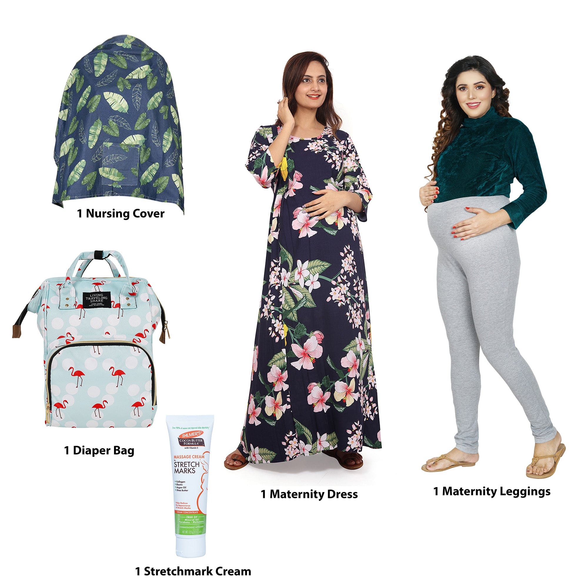 Baby Moo Pregnancy And Maternity Essentials 5 Pcs Baby Shower Gift Hamper For Mom - Blue - Baby Moo