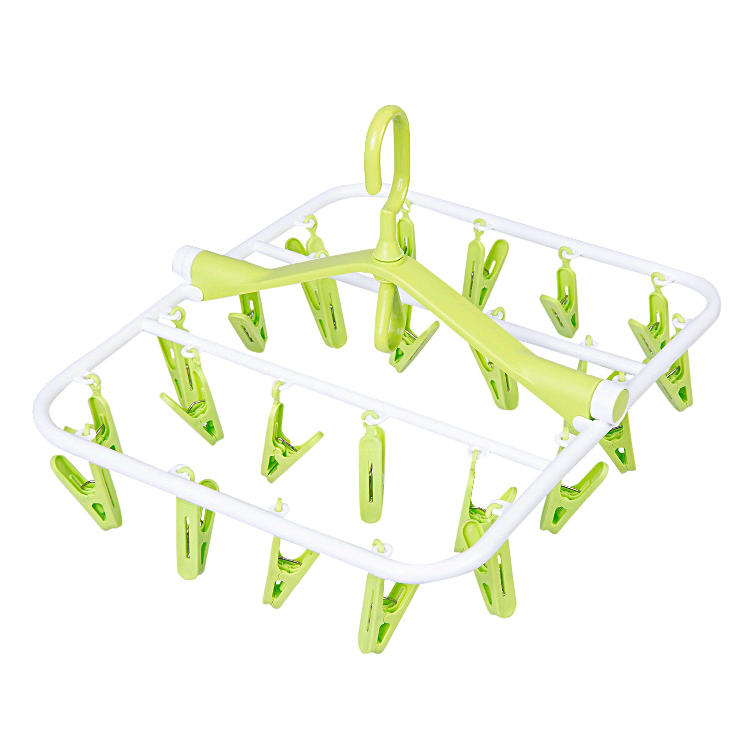 Clothes Hanger Square Foldable 24 Clips Green - Baby Moo