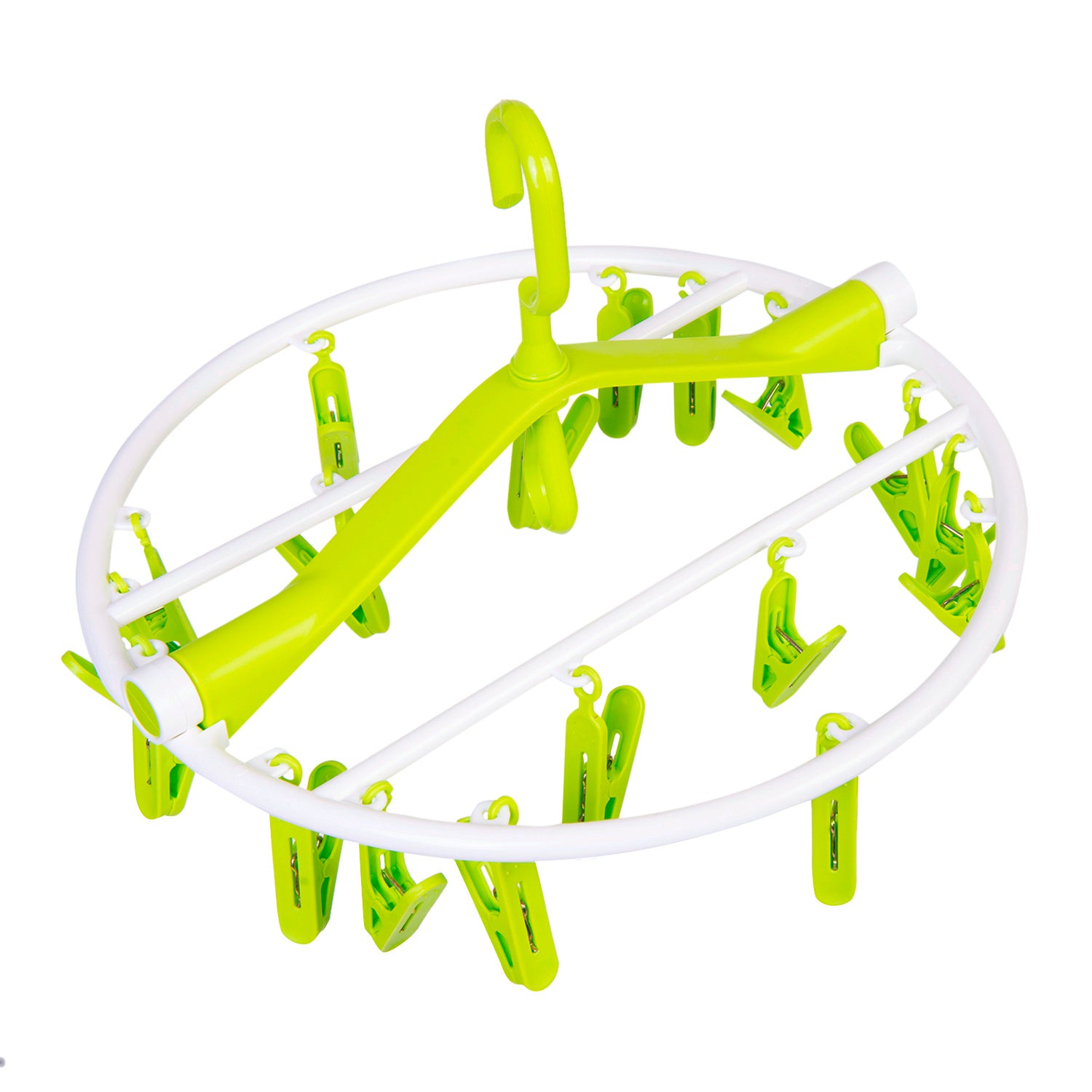 Clothes Hanger Round Foldable 18 Clips Green - Baby Moo