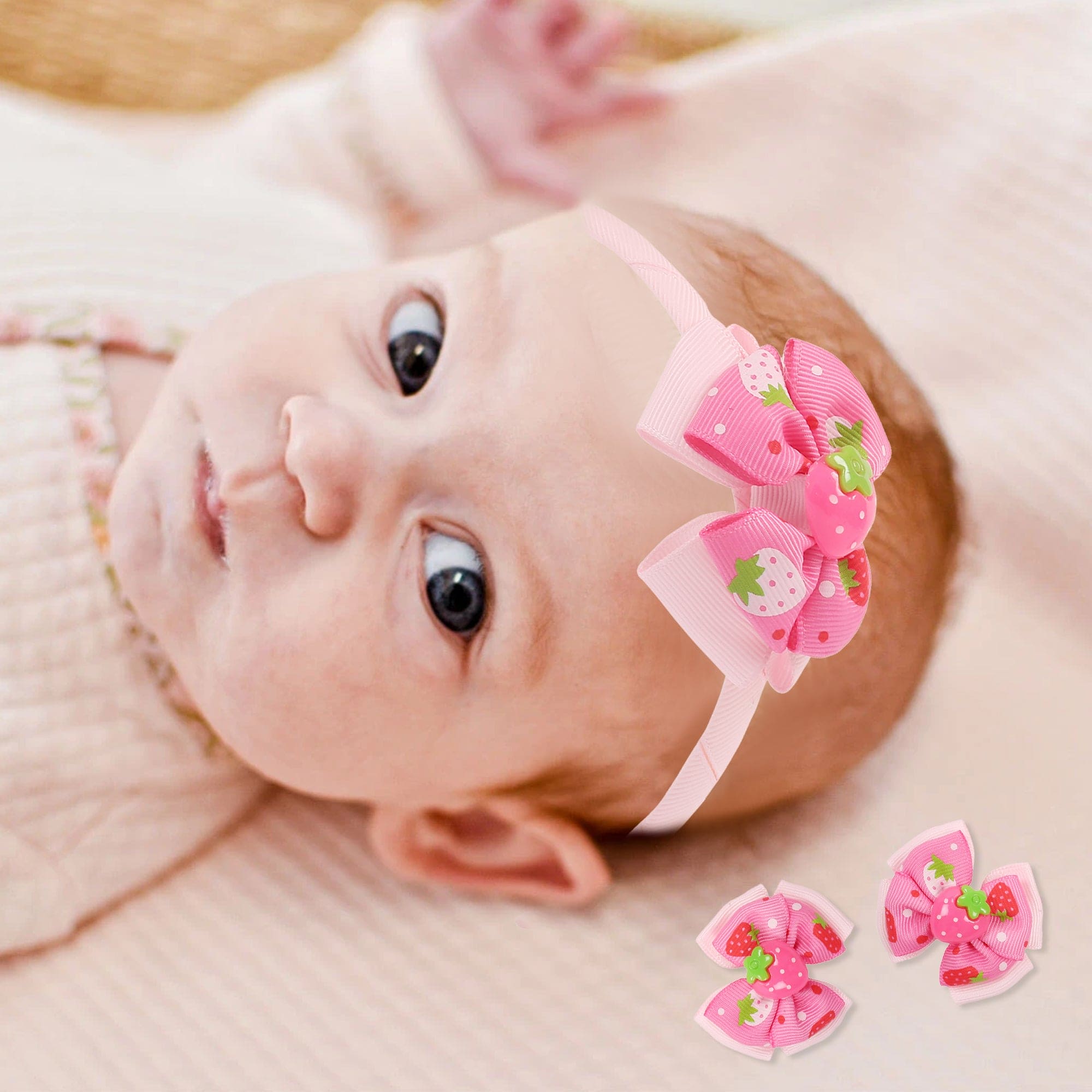 Strawberry Pink Headband Set - Baby Moo