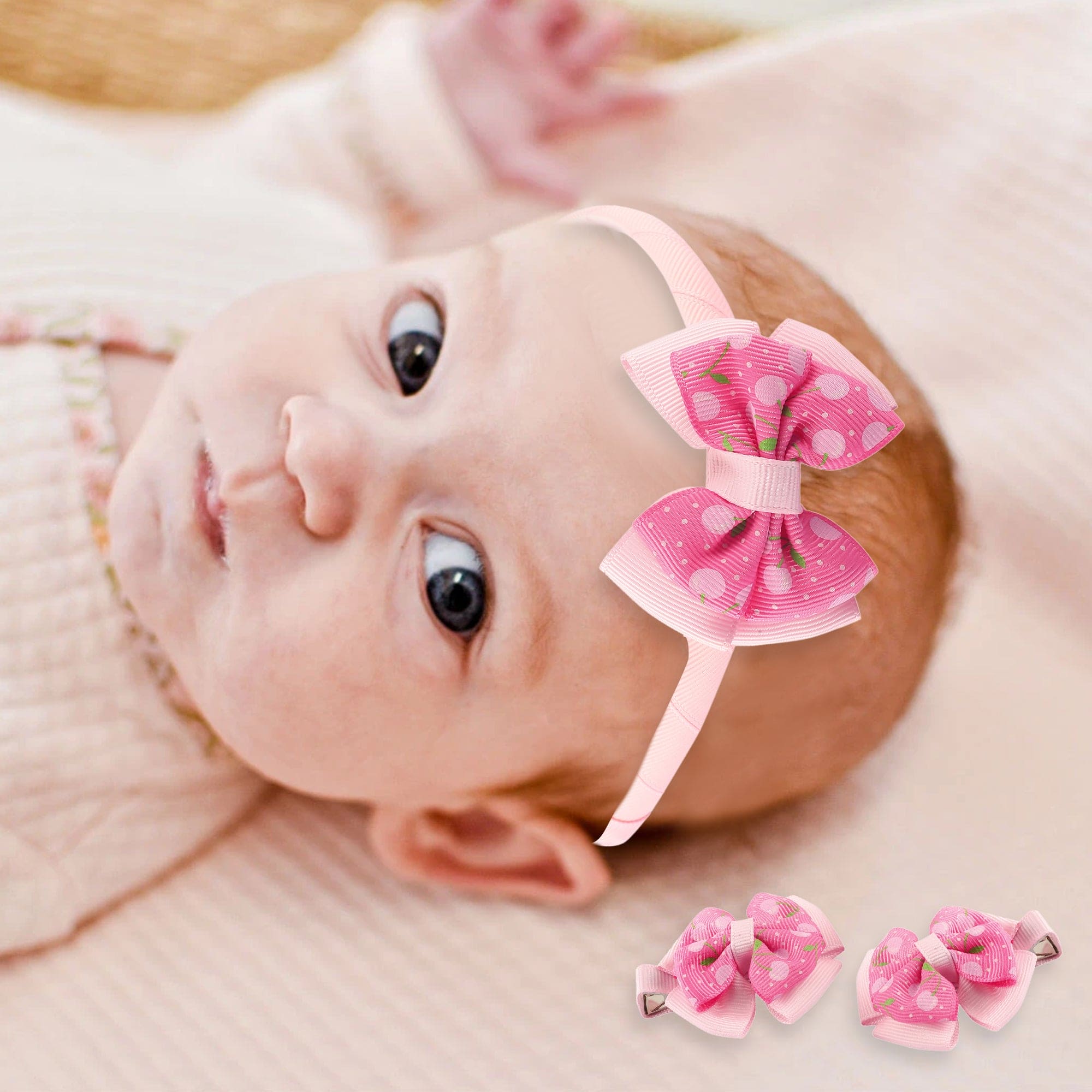 Polka Dot Pink Headband Set - Baby Moo