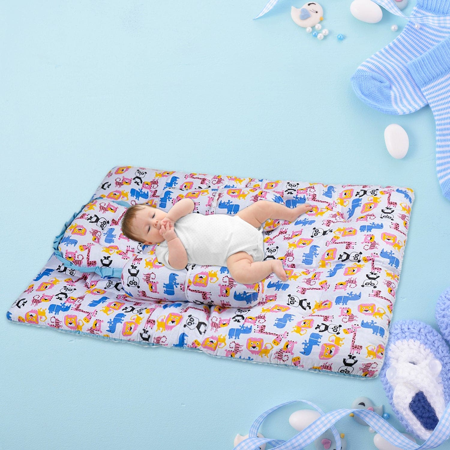 I Love Animals Multicolour Muslin Mattress Set - Baby Moo