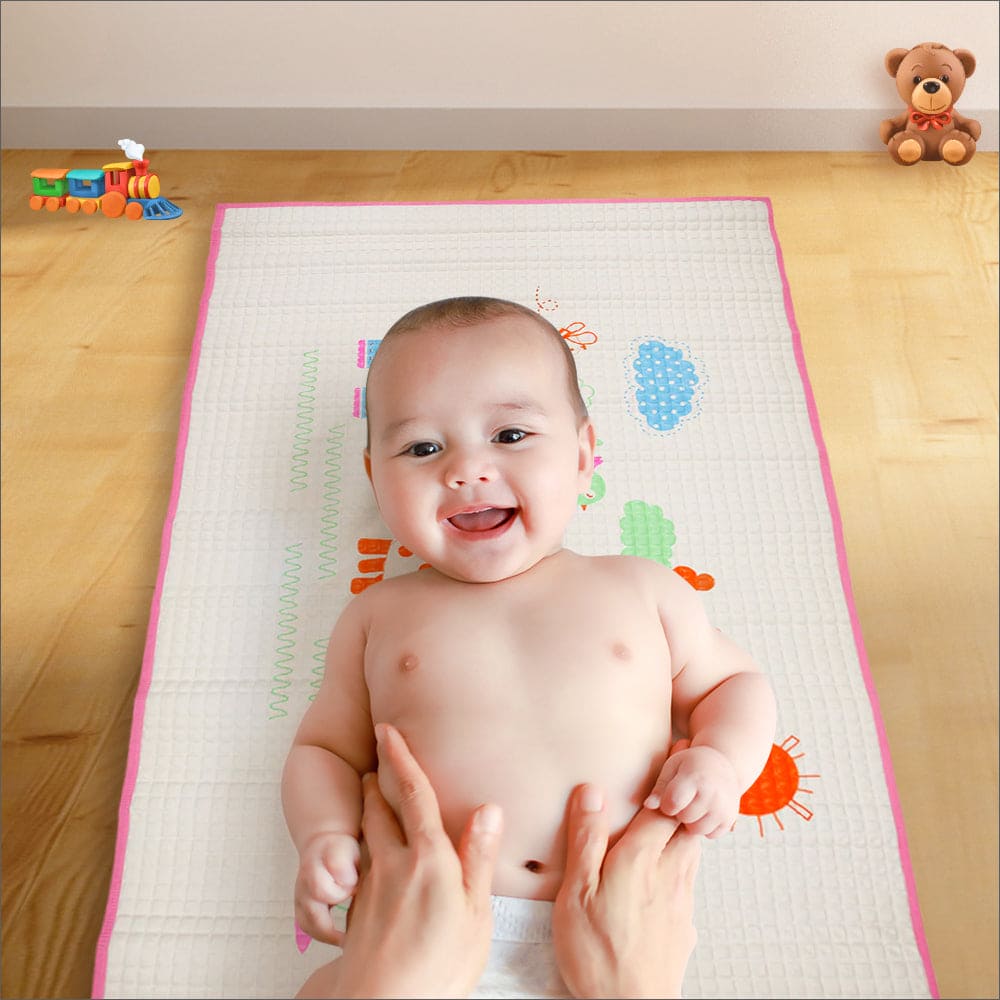 I Love Animals Pink Air Filled Waterproof Massage Mat - Baby Moo