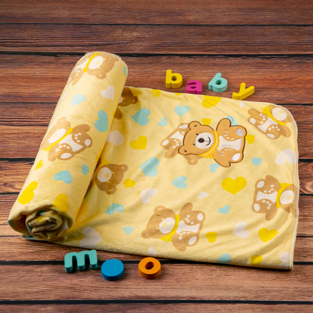 BFF Bear Yellow Fur Blanket - Baby Moo