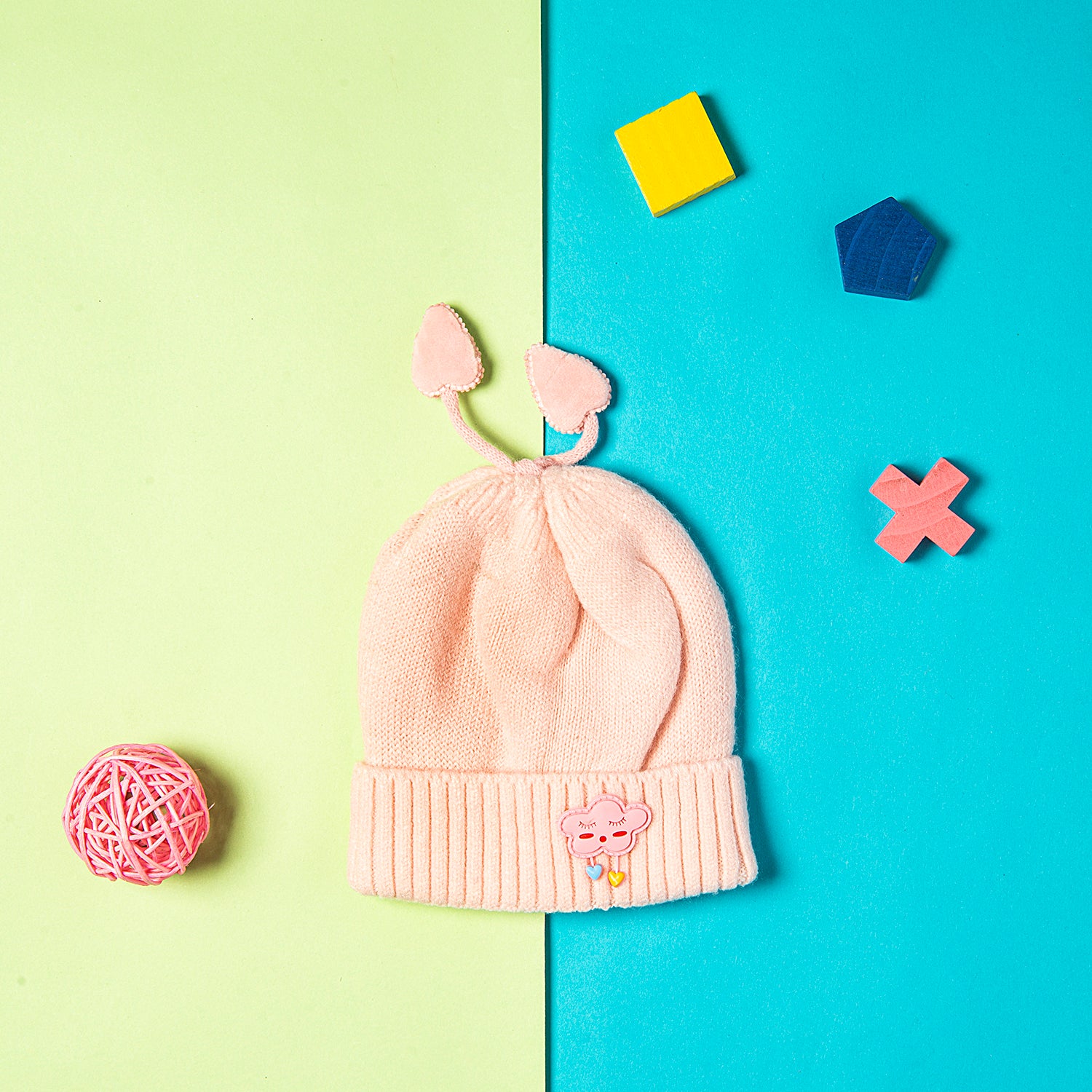Knit Woollen Cap Winter Beanie Cloud Pink
