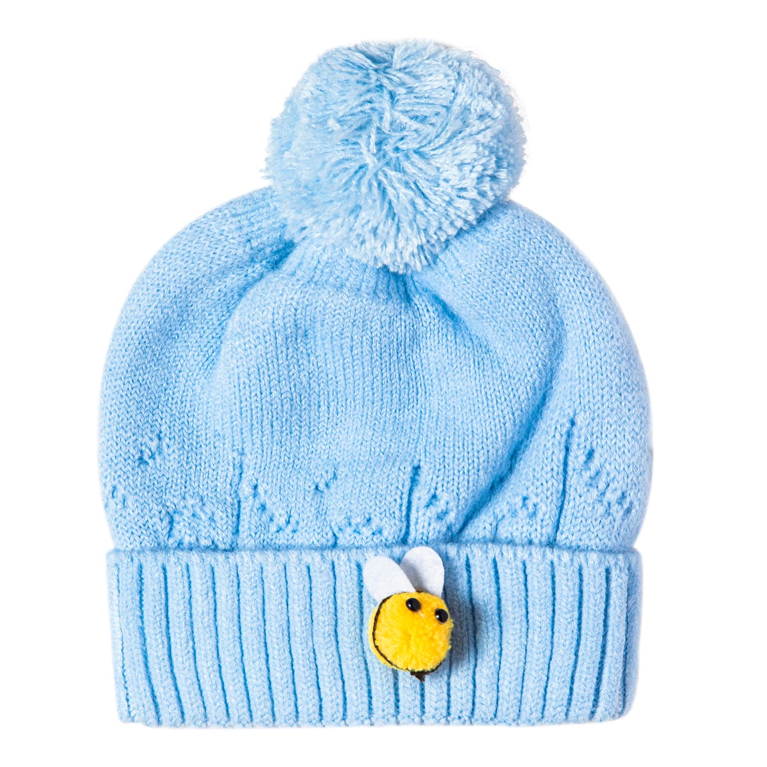 Knit Woollen Cap Honey Bee Blue - Baby Moo