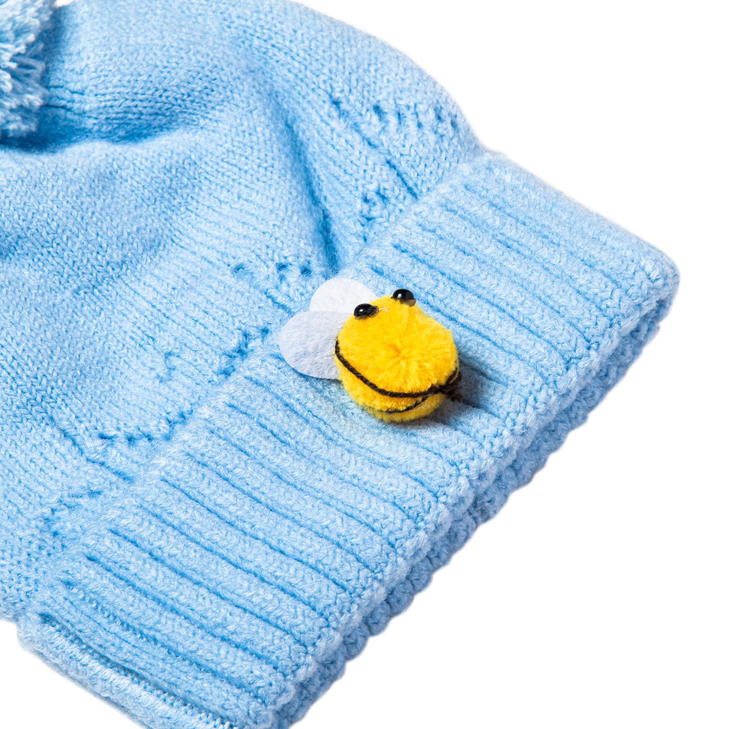 Knit Woollen Cap Honey Bee Blue - Baby Moo