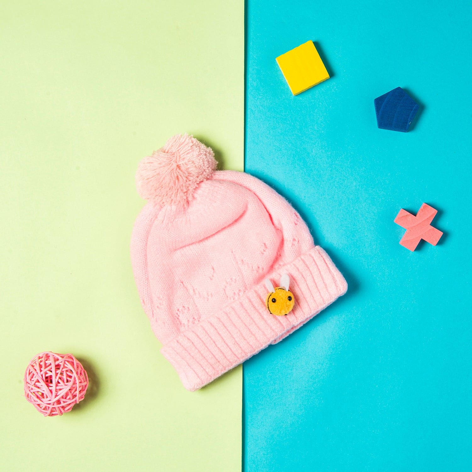Knit Woollen Cap Honey Bee Pink - Baby Moo