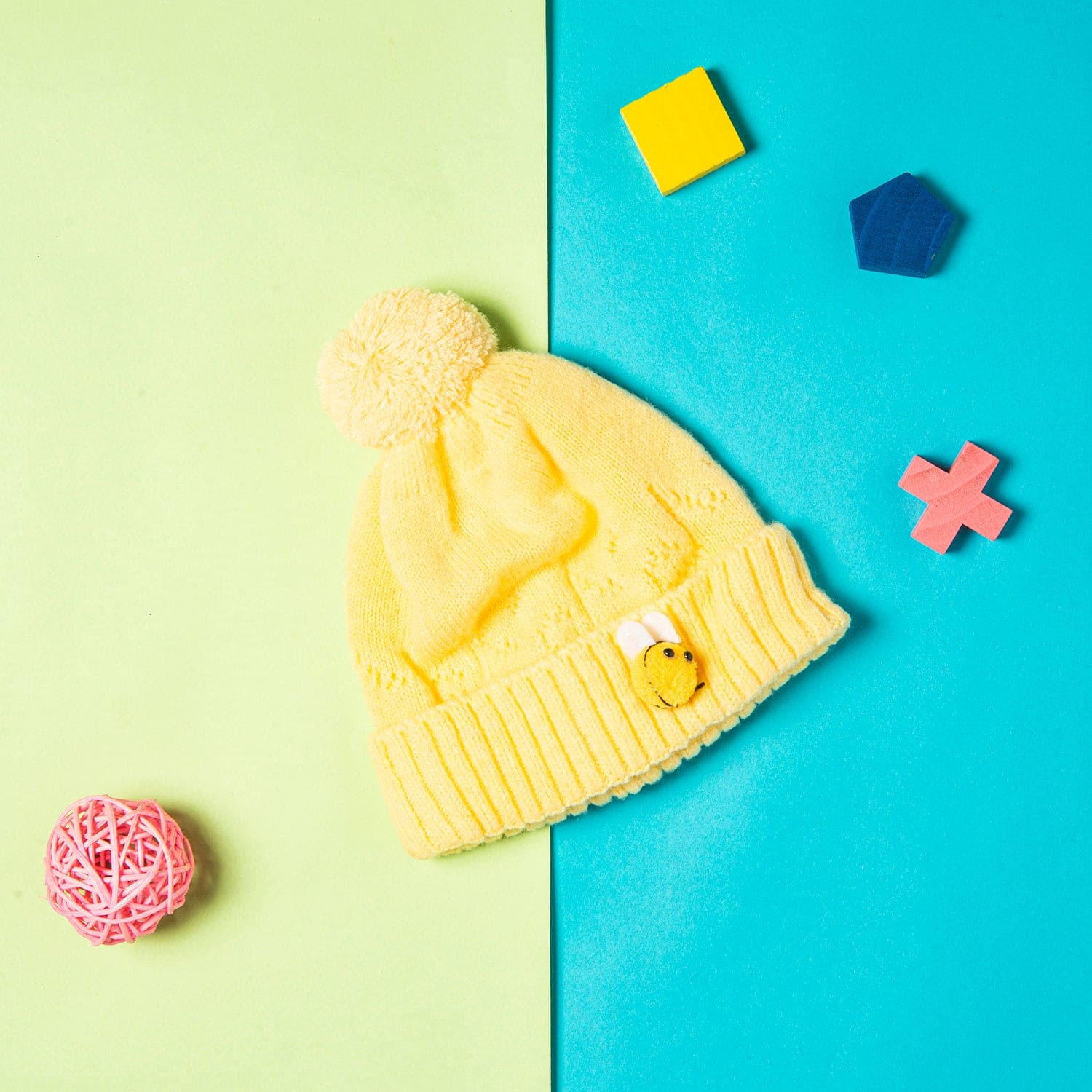 Knit Woollen Cap Honey Bee Yellow - Baby Moo