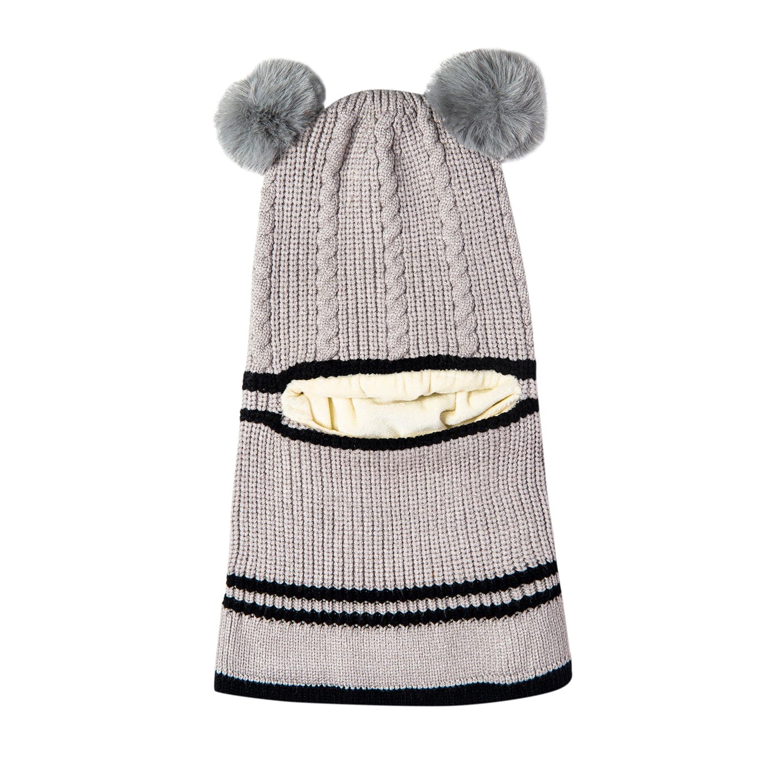 Winter Monkey Cap Woollen Hat Pom Pom Grey - Baby Moo