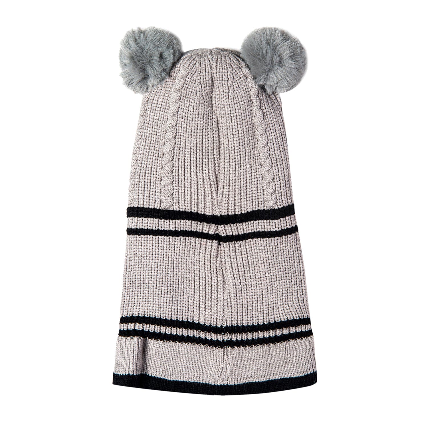 Winter Monkey Cap Woollen Hat Pom Pom Grey - Baby Moo