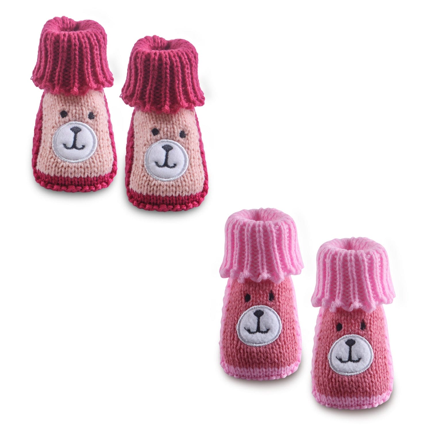 Newborn Crochet Woollen Booties Teddy - Red, Pink - Baby Moo