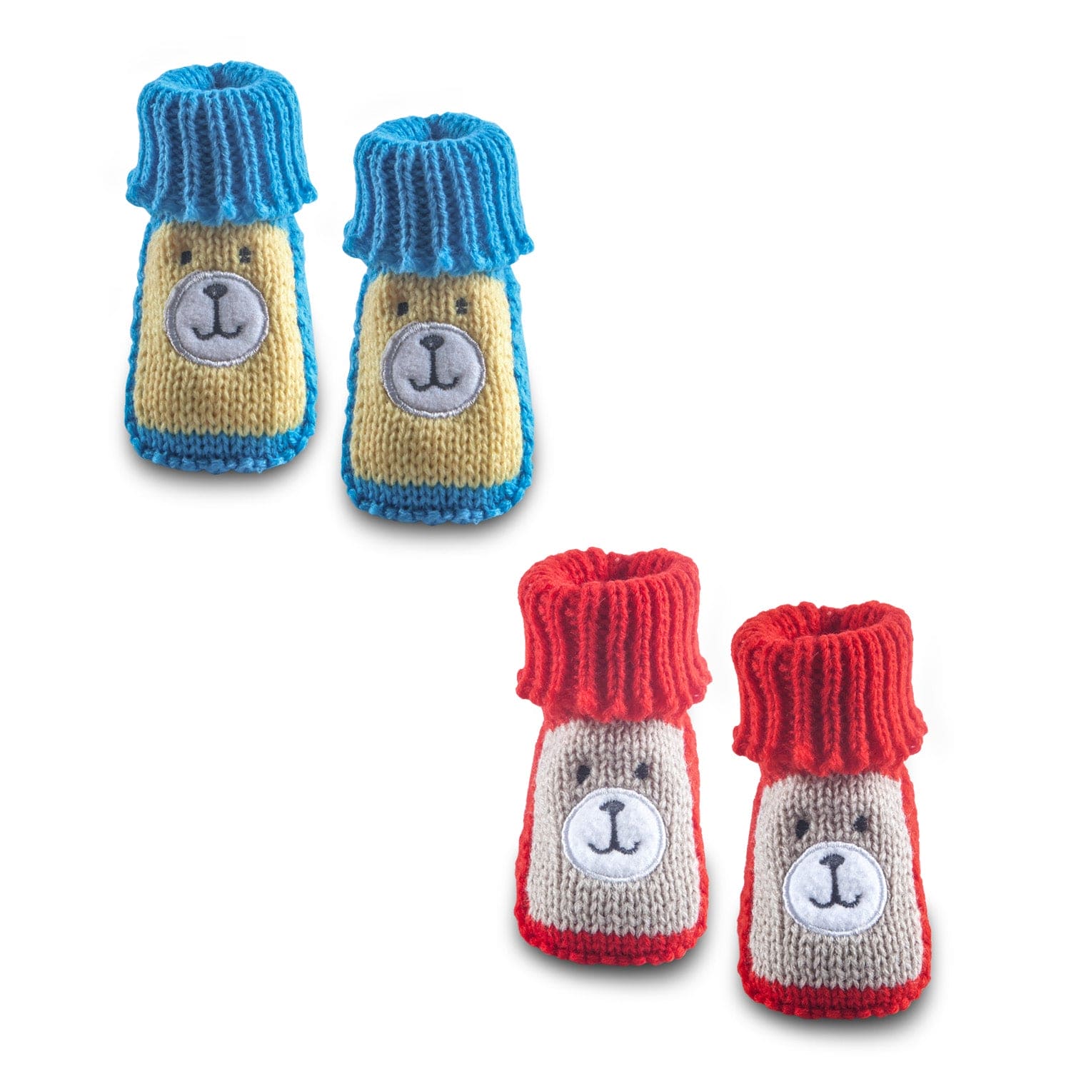 Newborn Crochet Woollen Booties Teddy - Red, Blue - Baby Moo