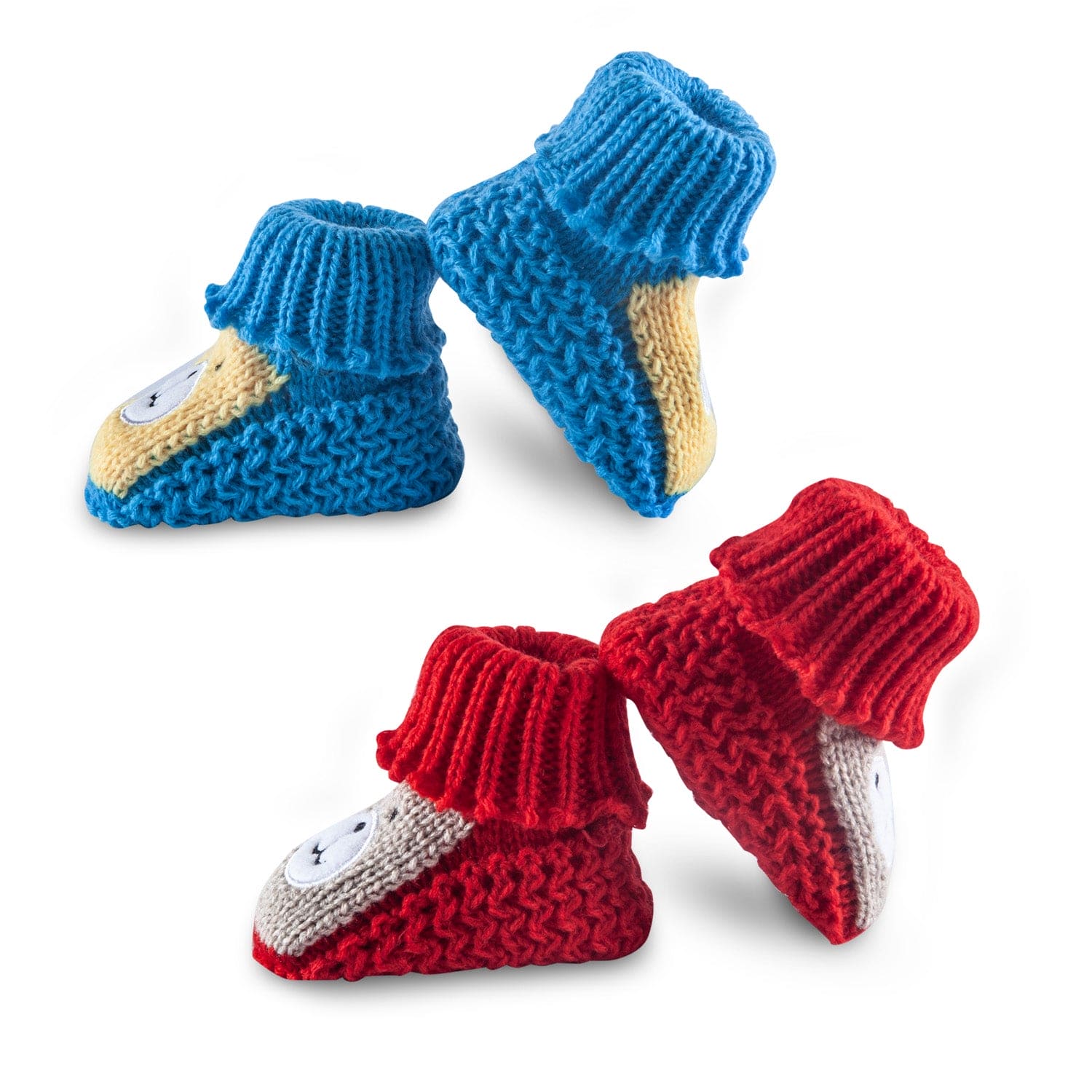 Newborn Crochet Woollen Booties Teddy - Red, Blue - Baby Moo