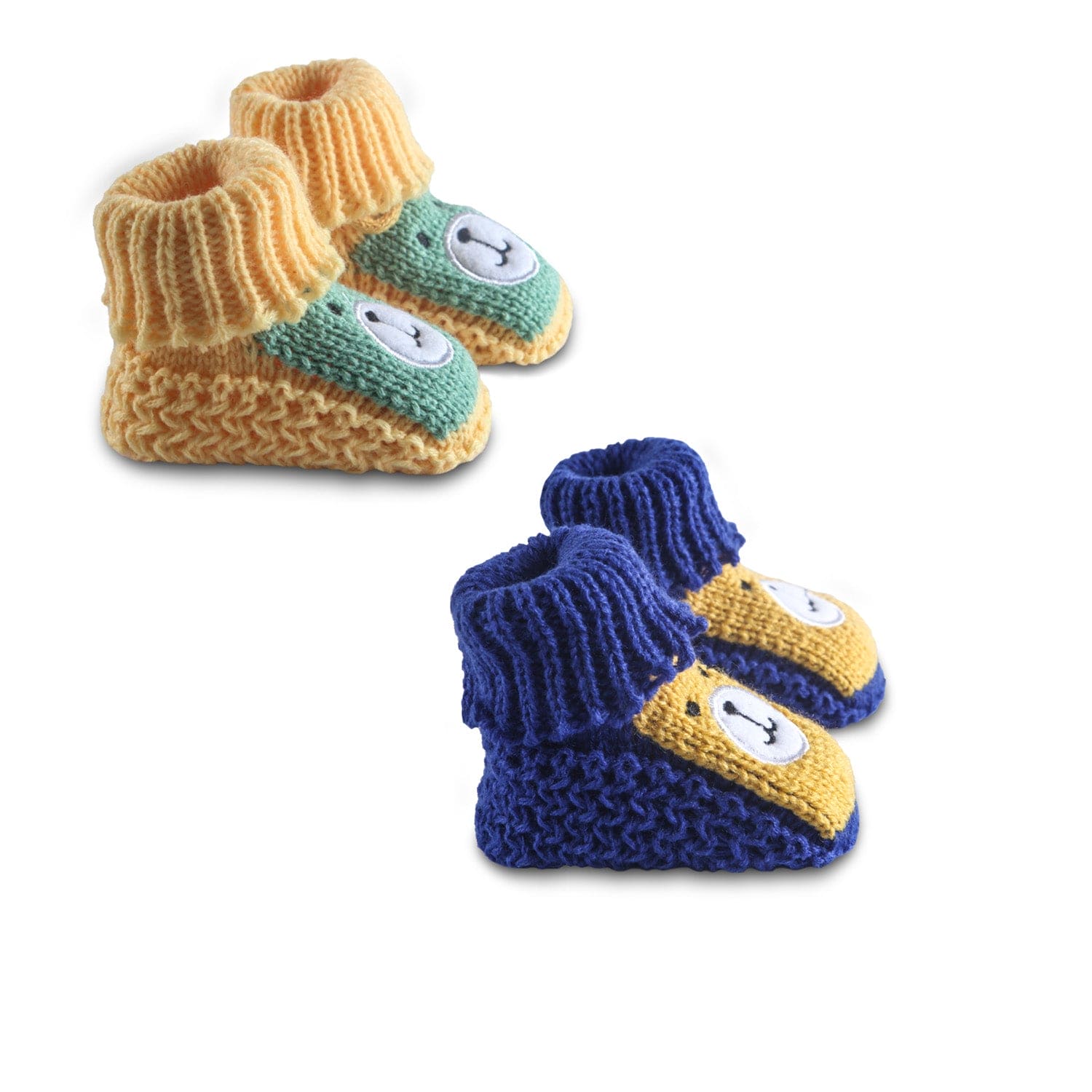 Newborn Crochet Woollen Booties Teddy - Yellow, Blue - Baby Moo