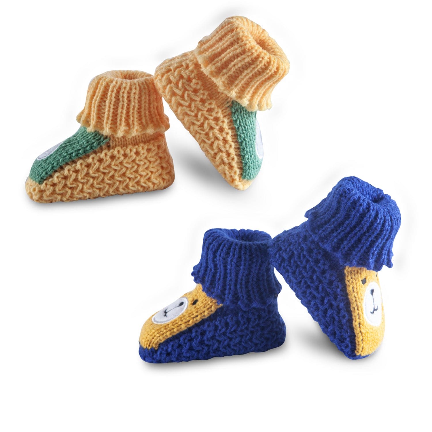 Newborn Crochet Woollen Booties Teddy - Yellow, Blue - Baby Moo