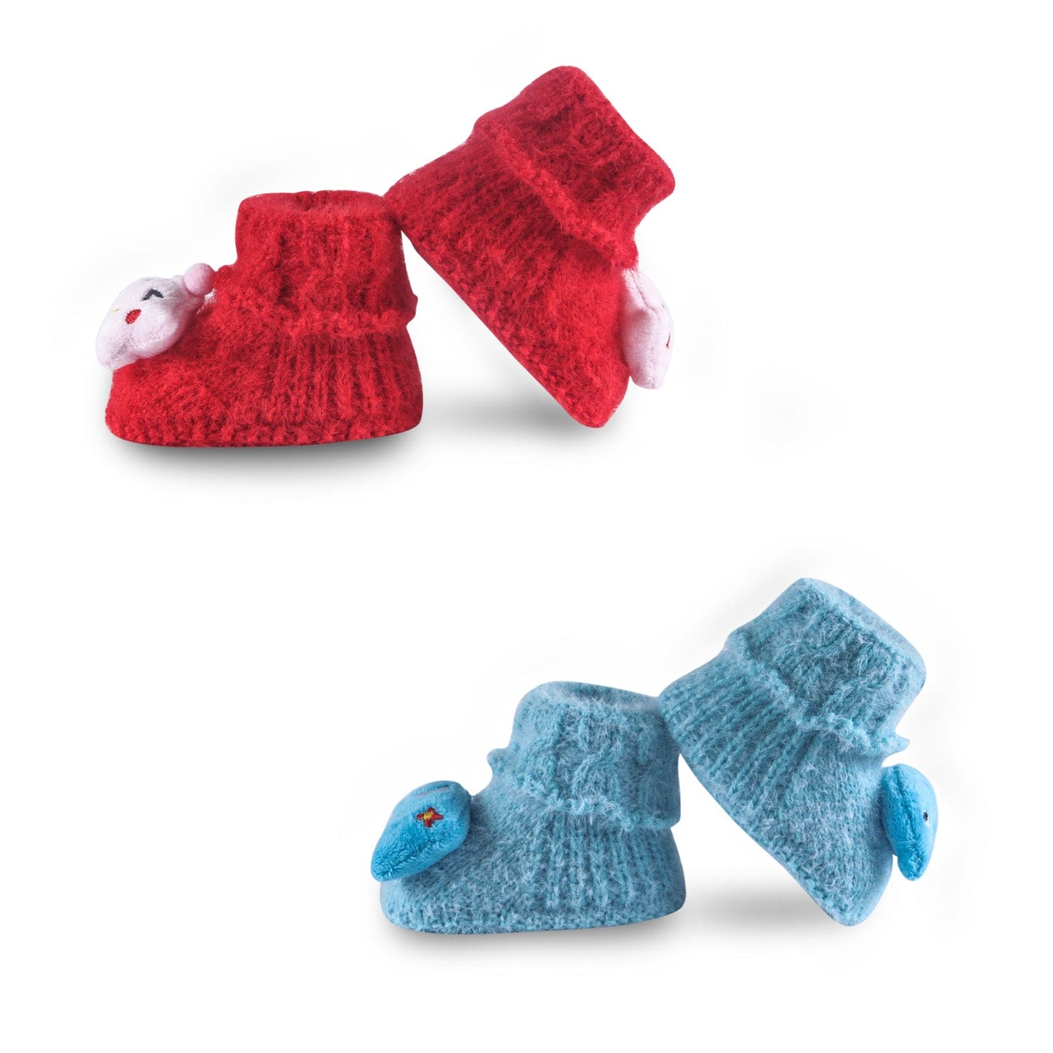 Newborn Crochet Woollen Booties Star Elephant - Blue, Red - Baby Moo