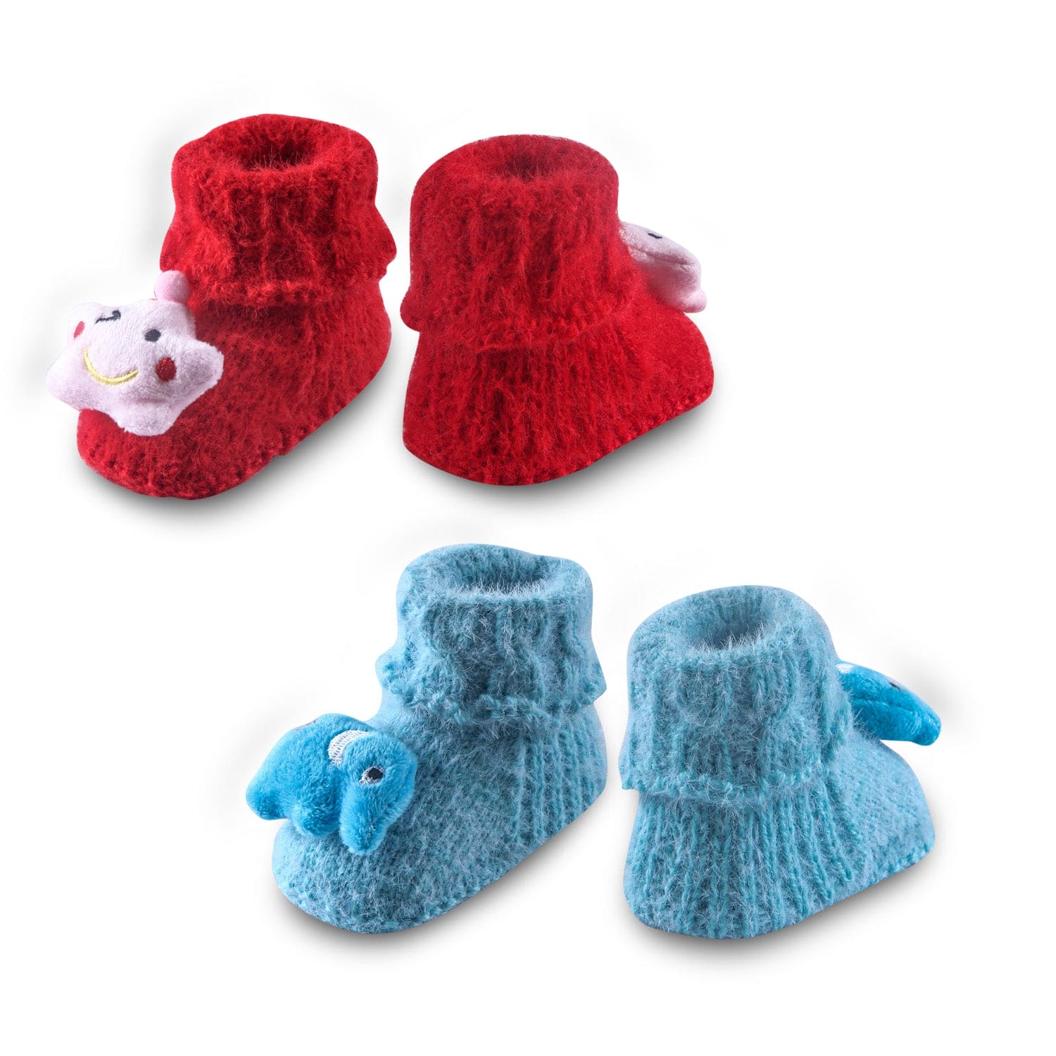 Newborn Crochet Woollen Booties Star Elephant - Blue, Red - Baby Moo