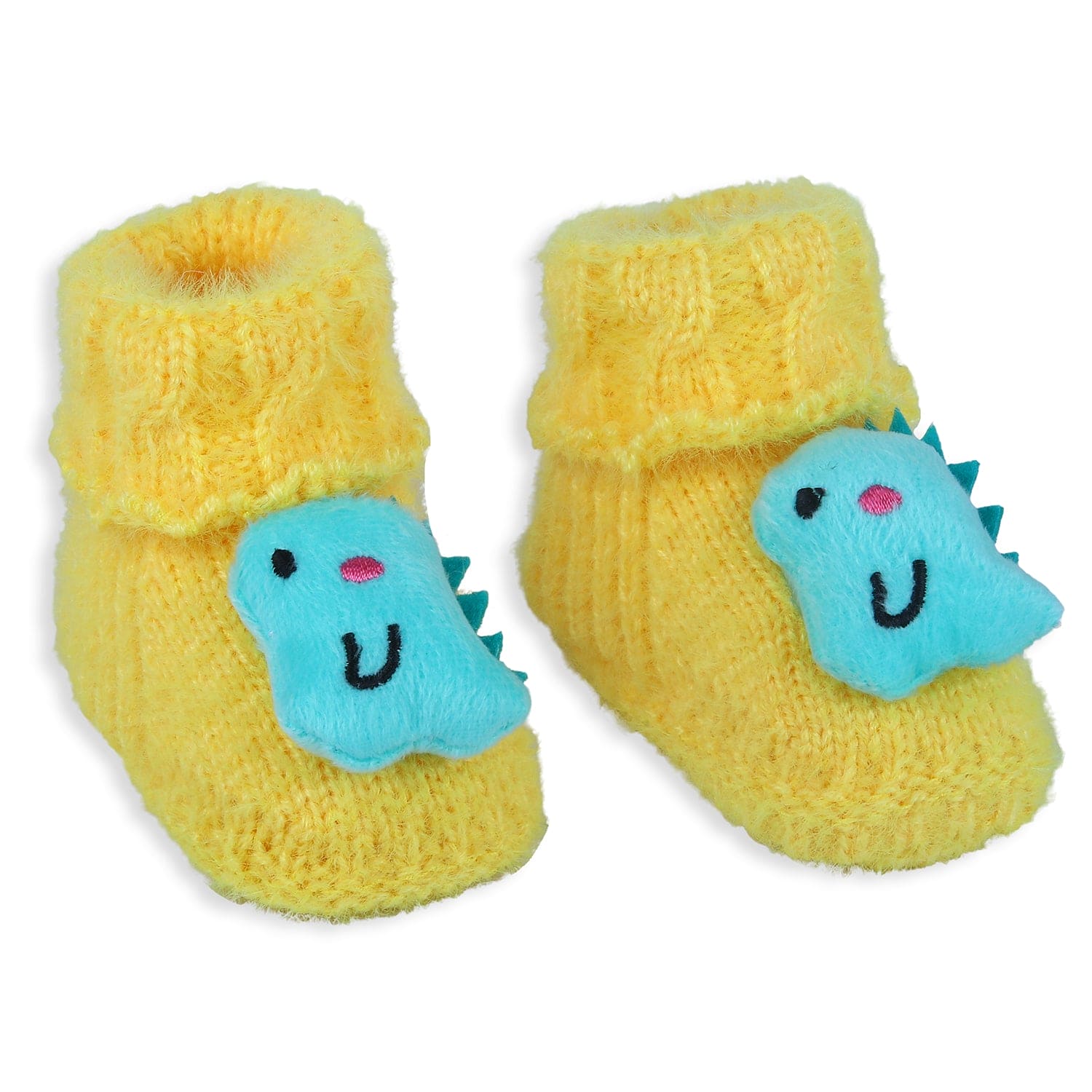 Baby Moo Dinosaur Crochet Woollen 3D Socks Booties - Green - Baby Moo