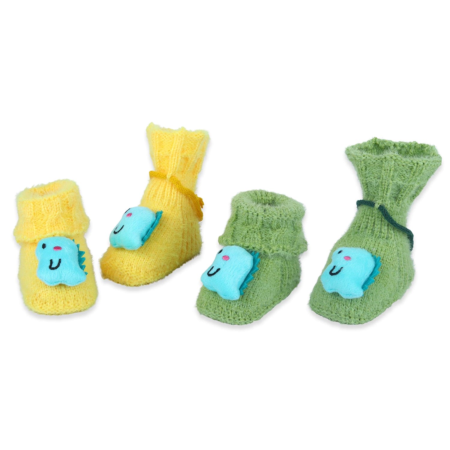 Baby Moo Dinosaur Crochet Woollen 3D Socks Booties - Green - Baby Moo